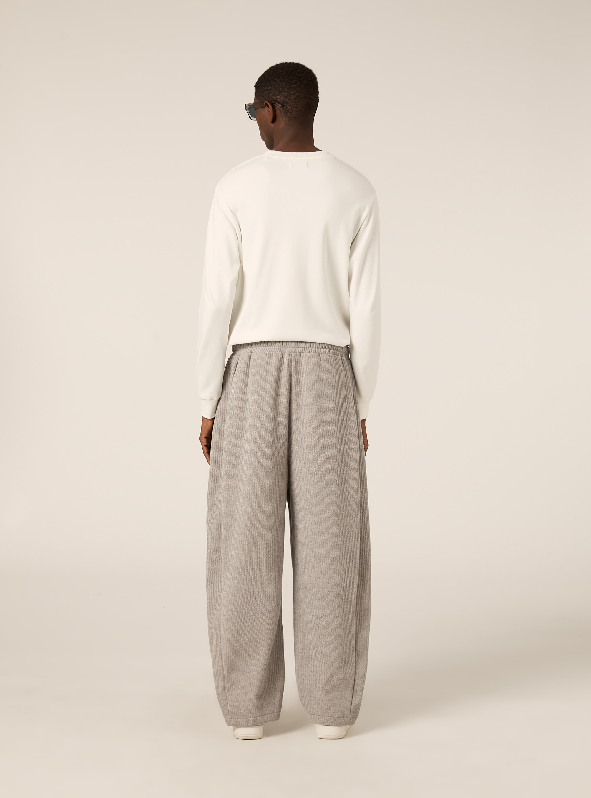 Pantalone in velluto a coste  barrel fit, MGY3 GREY MEL LIGHT