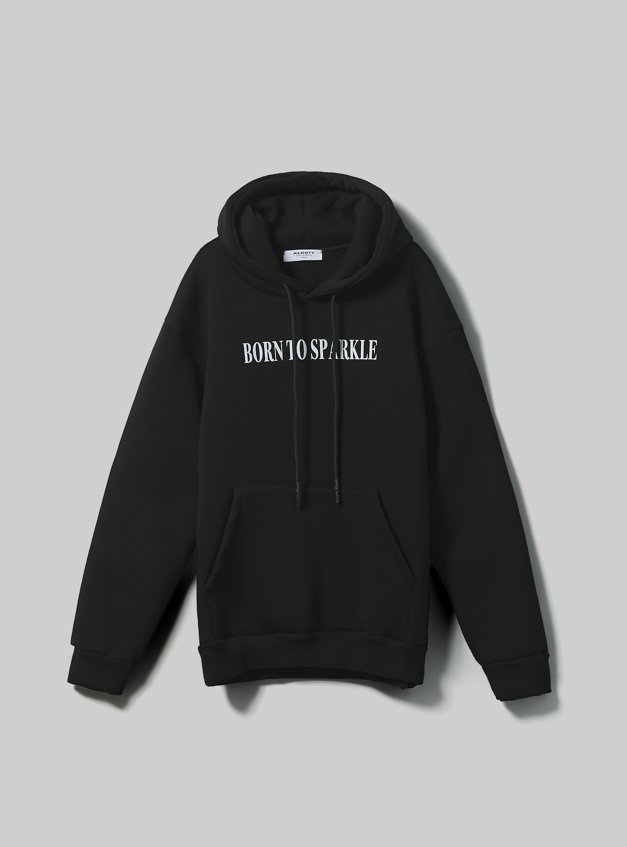 Hoodie with print, BK1 BLACK