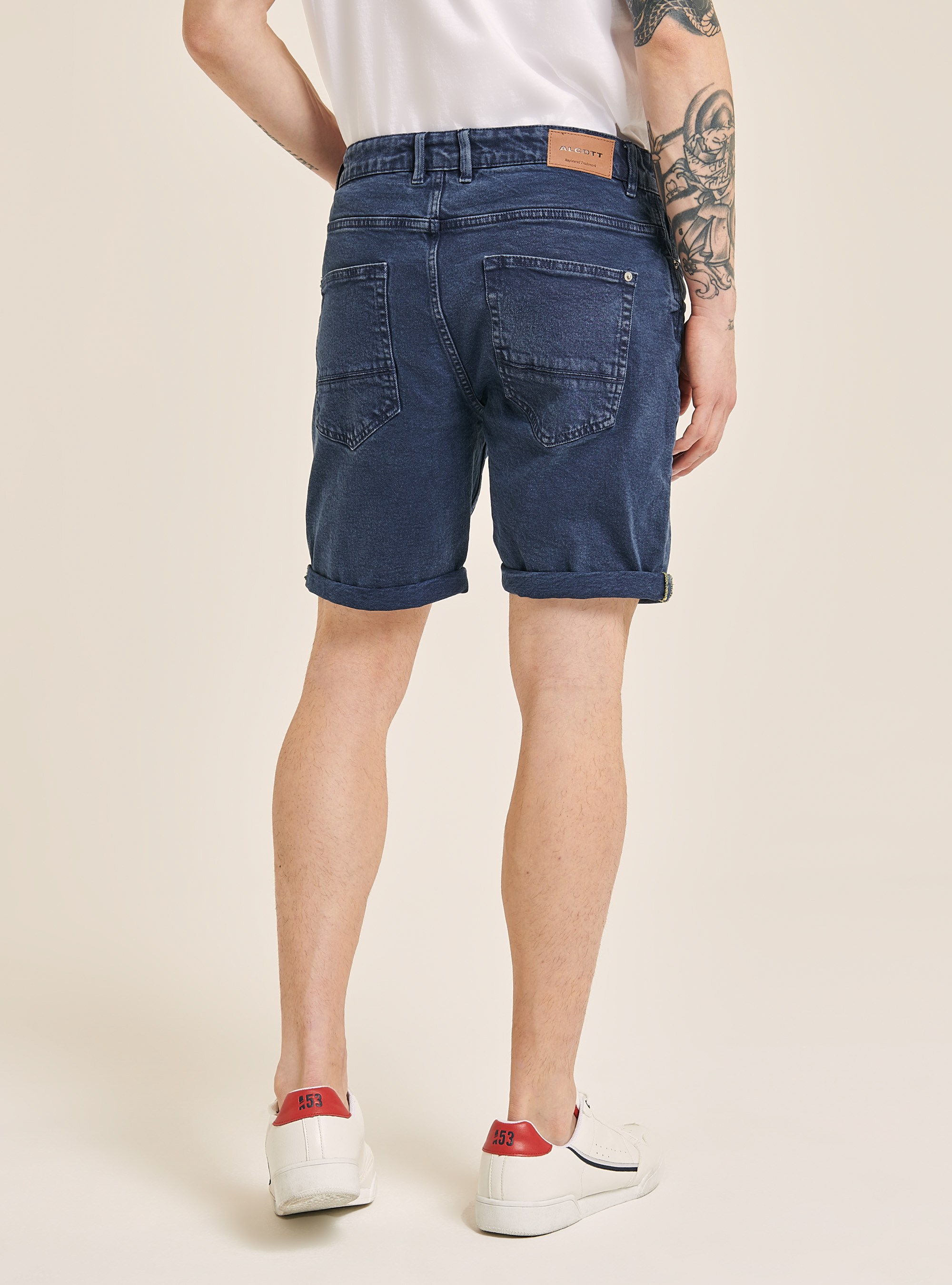 Bermuda in cotone twill stretch tinto in capo, NA2 NAVY MEDIUM