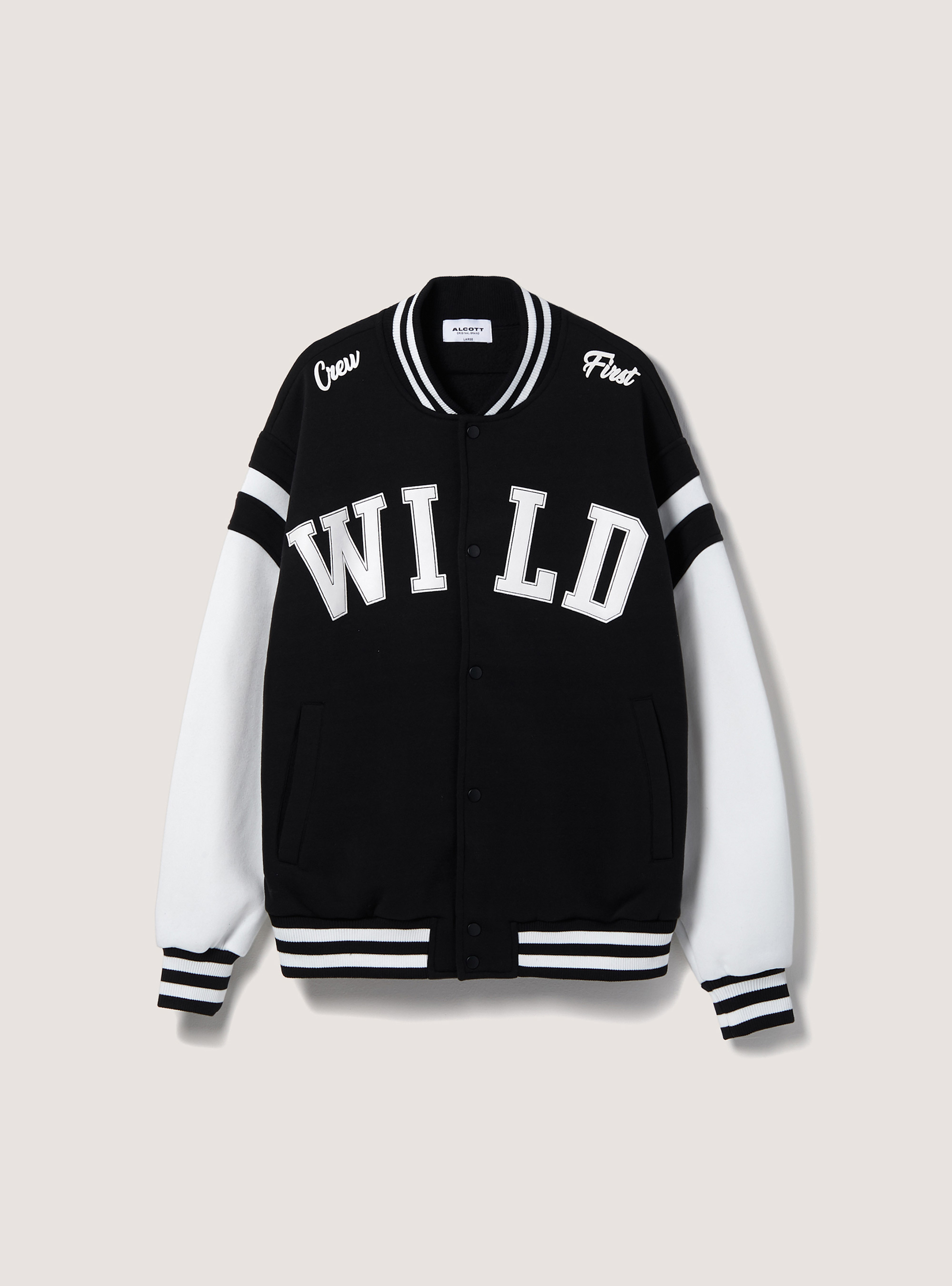 College Bomber Jacket with print, BK1 BLACK