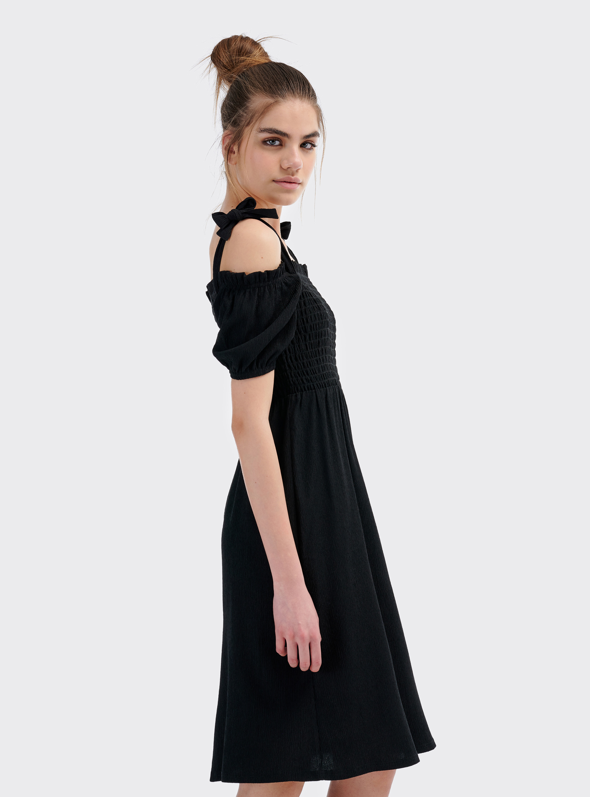Robe midi épaules nues, C101 BLACK
