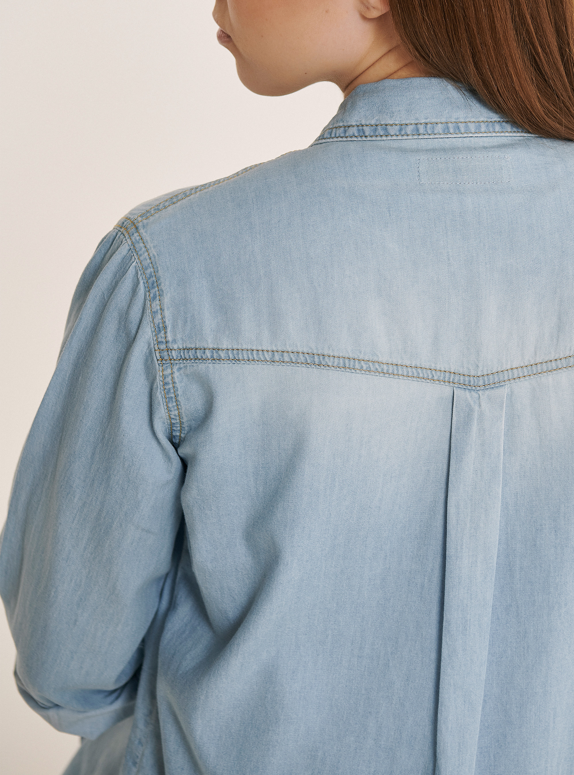 Cotton denim shirt, AZURE