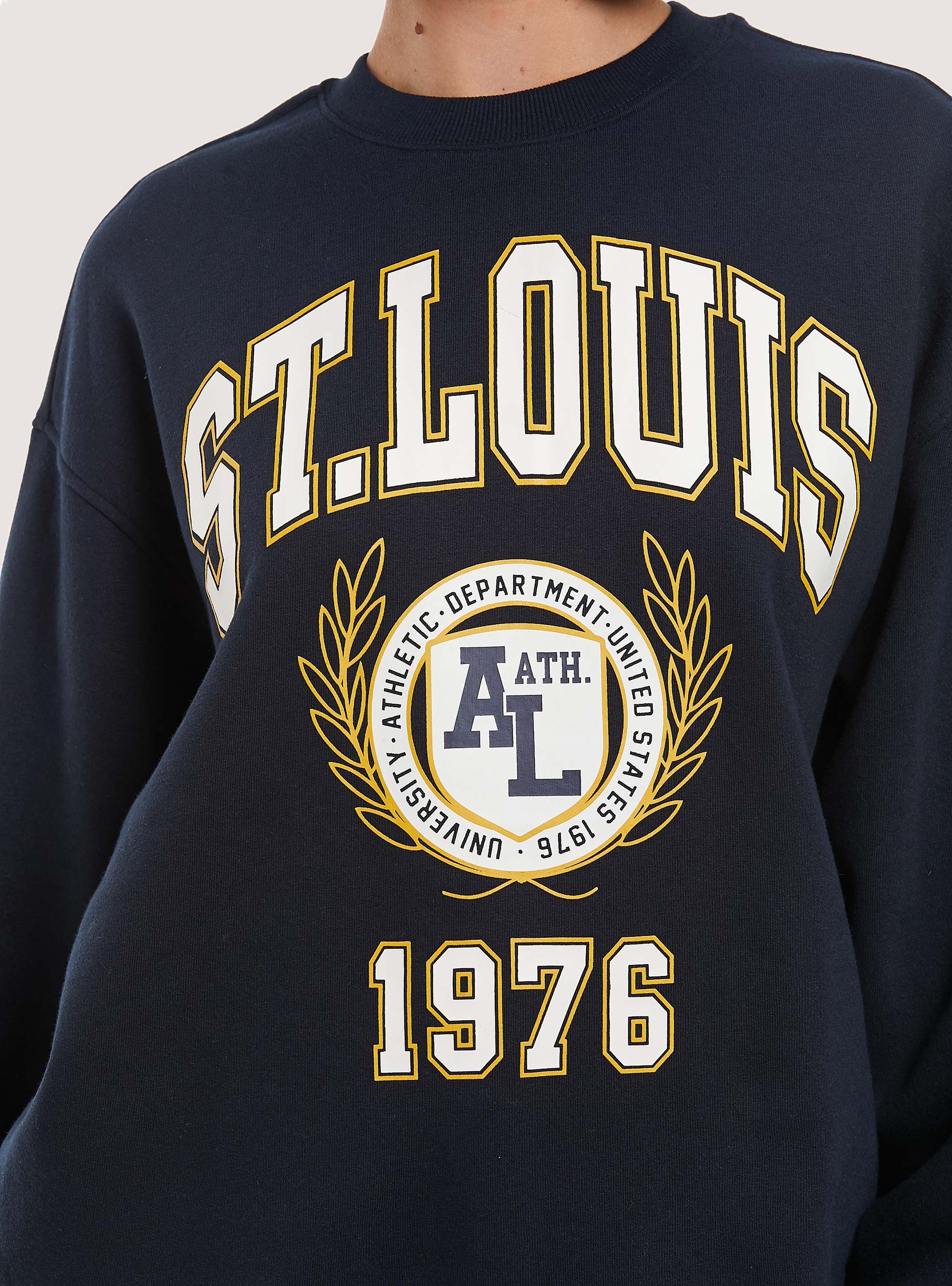 Sudadera con estampado universitario oversize, NA1 NAVY DARK