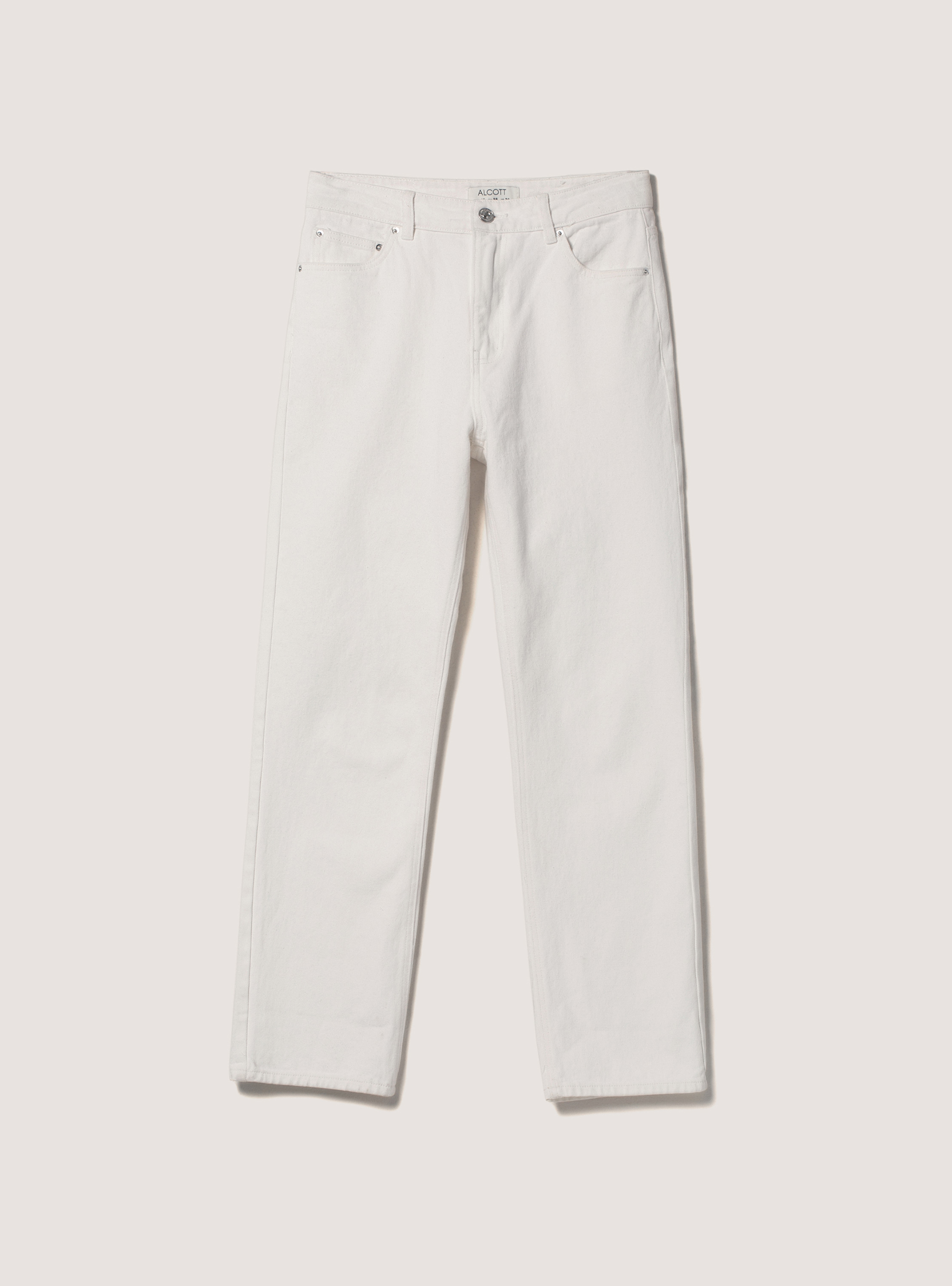 Pantalon en serg&eacute; &agrave; coupe droite, WH1 OFF WHITE