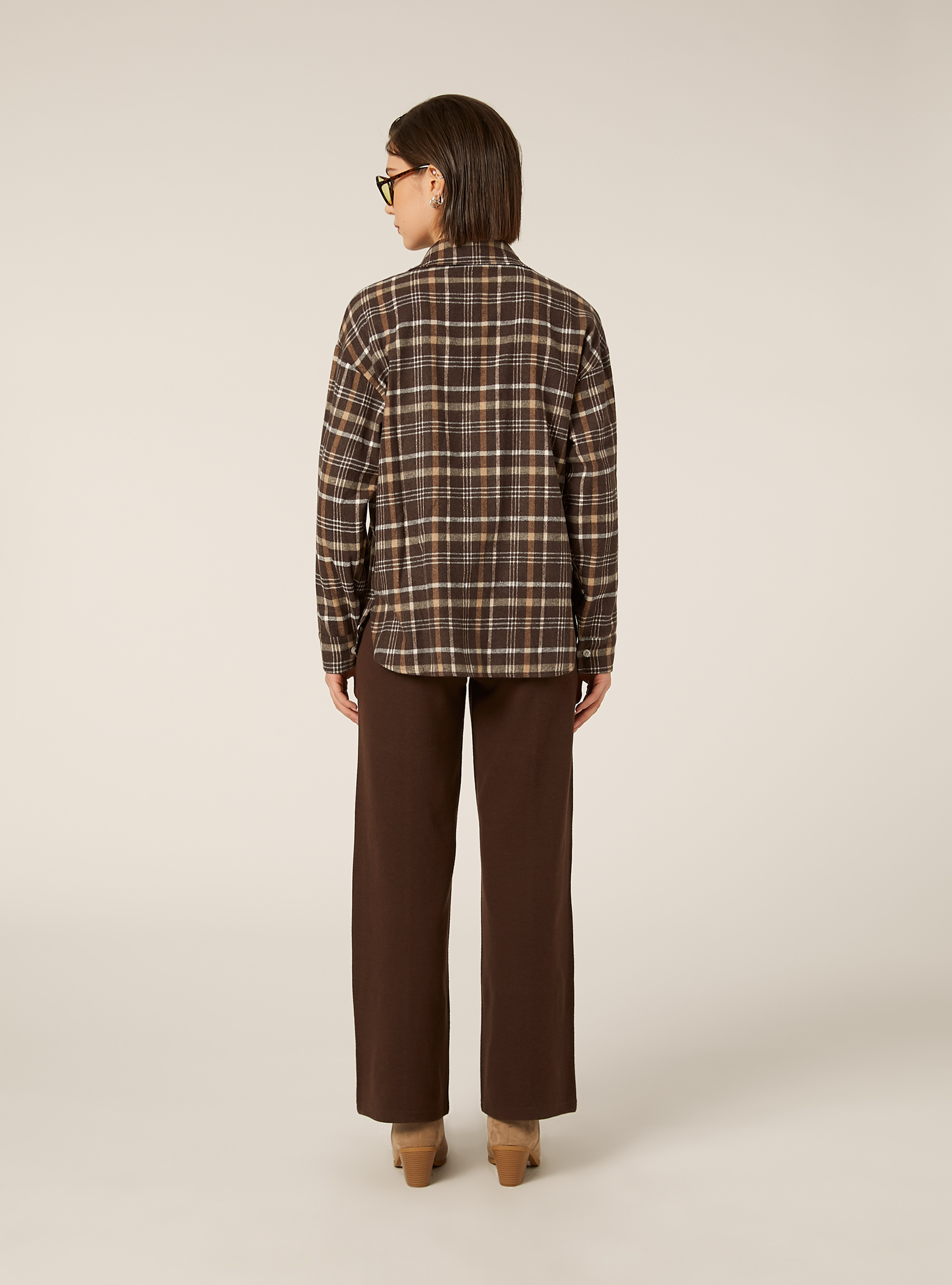 Checkered shirt jacket, CHECK BROWN DARK