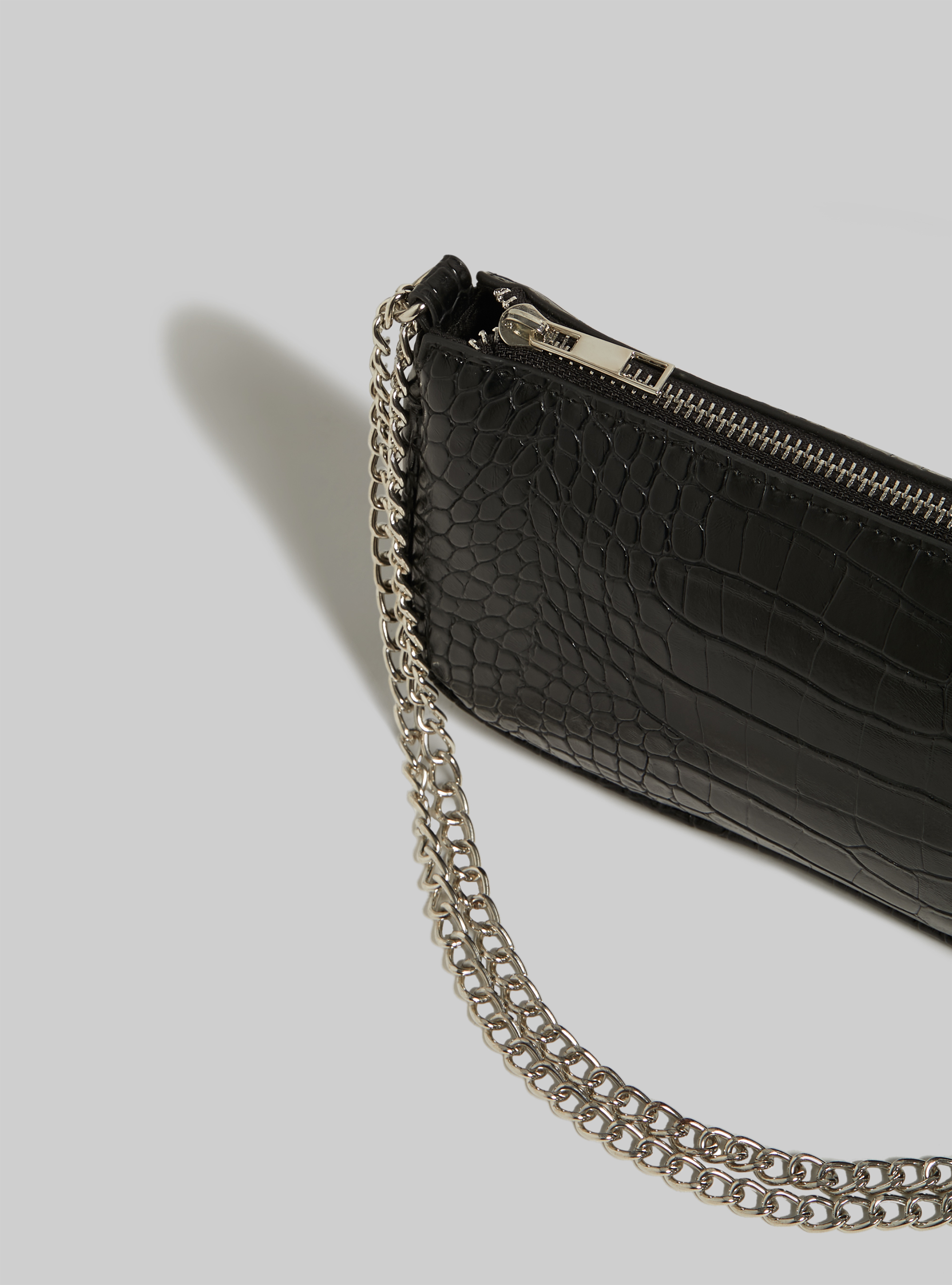 Leather-effect mini bag with chain, BK1 BLACK