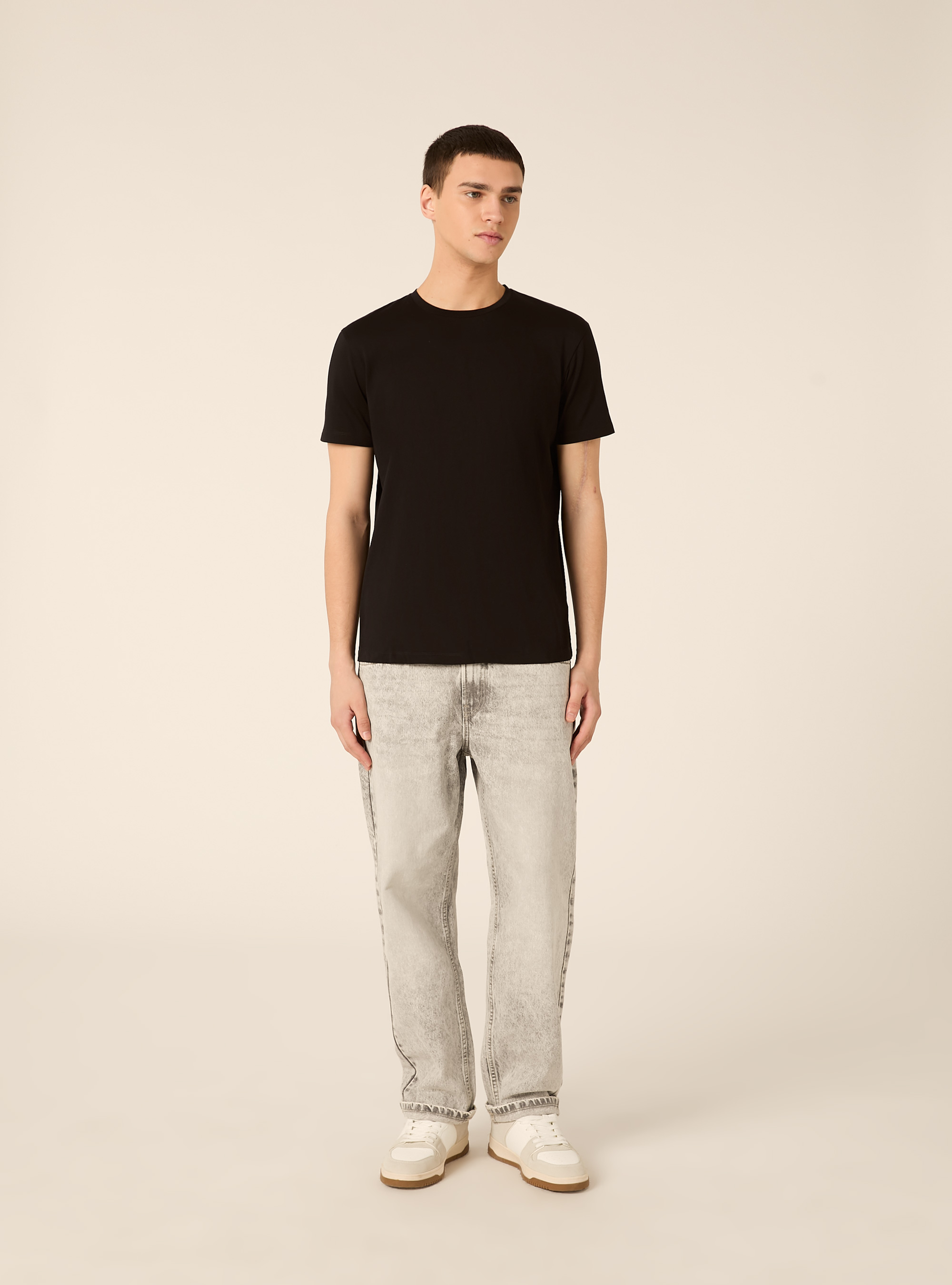 T-shirt basica in cotone supima, BK1 BLACK