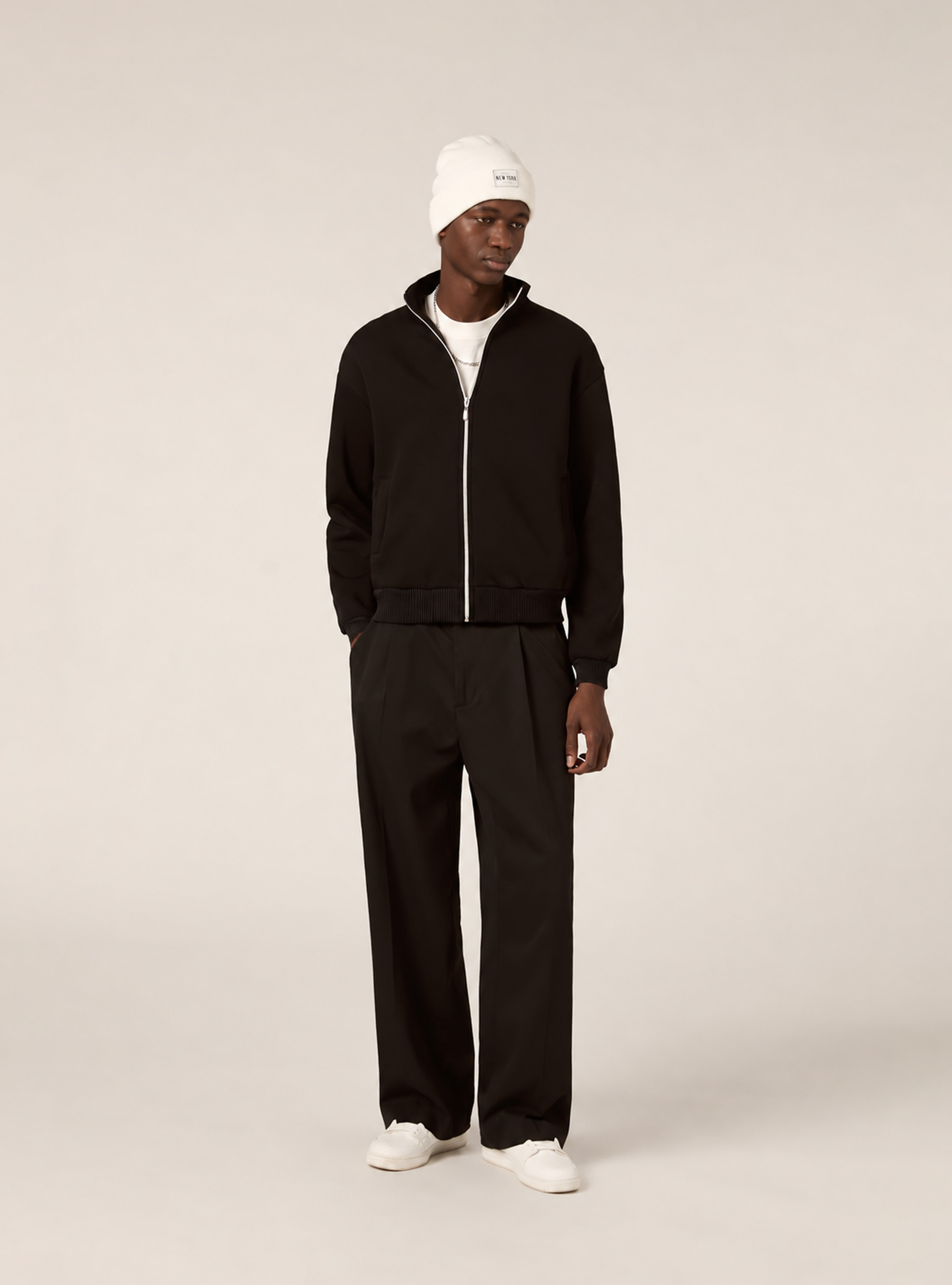 Cardigan con cerniera mezzocollo, BK1 BLACK