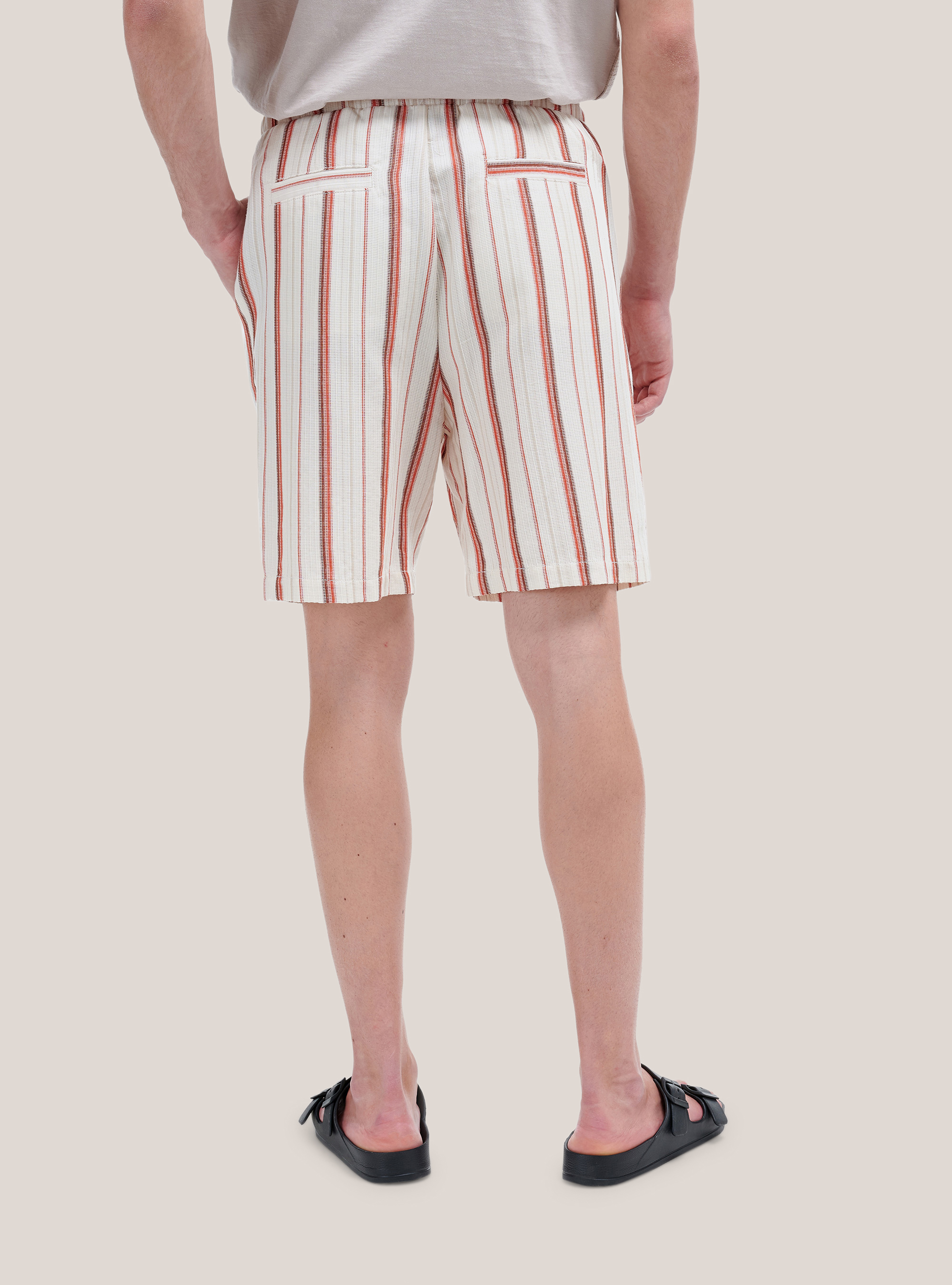 Striped bermuda short, BEIGE