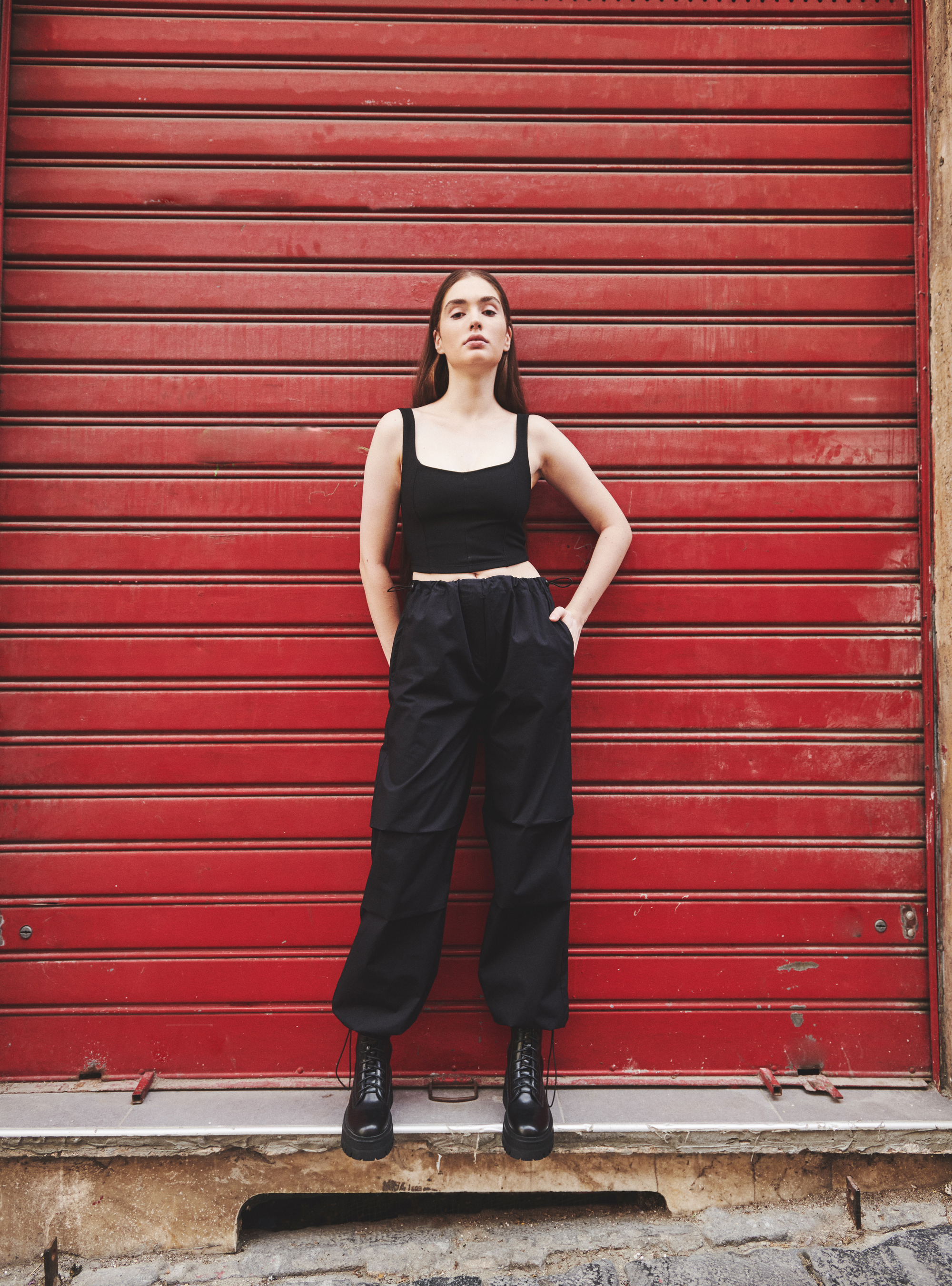 Pantalon de parachute en coton avec bouchons, BK1 BLACK