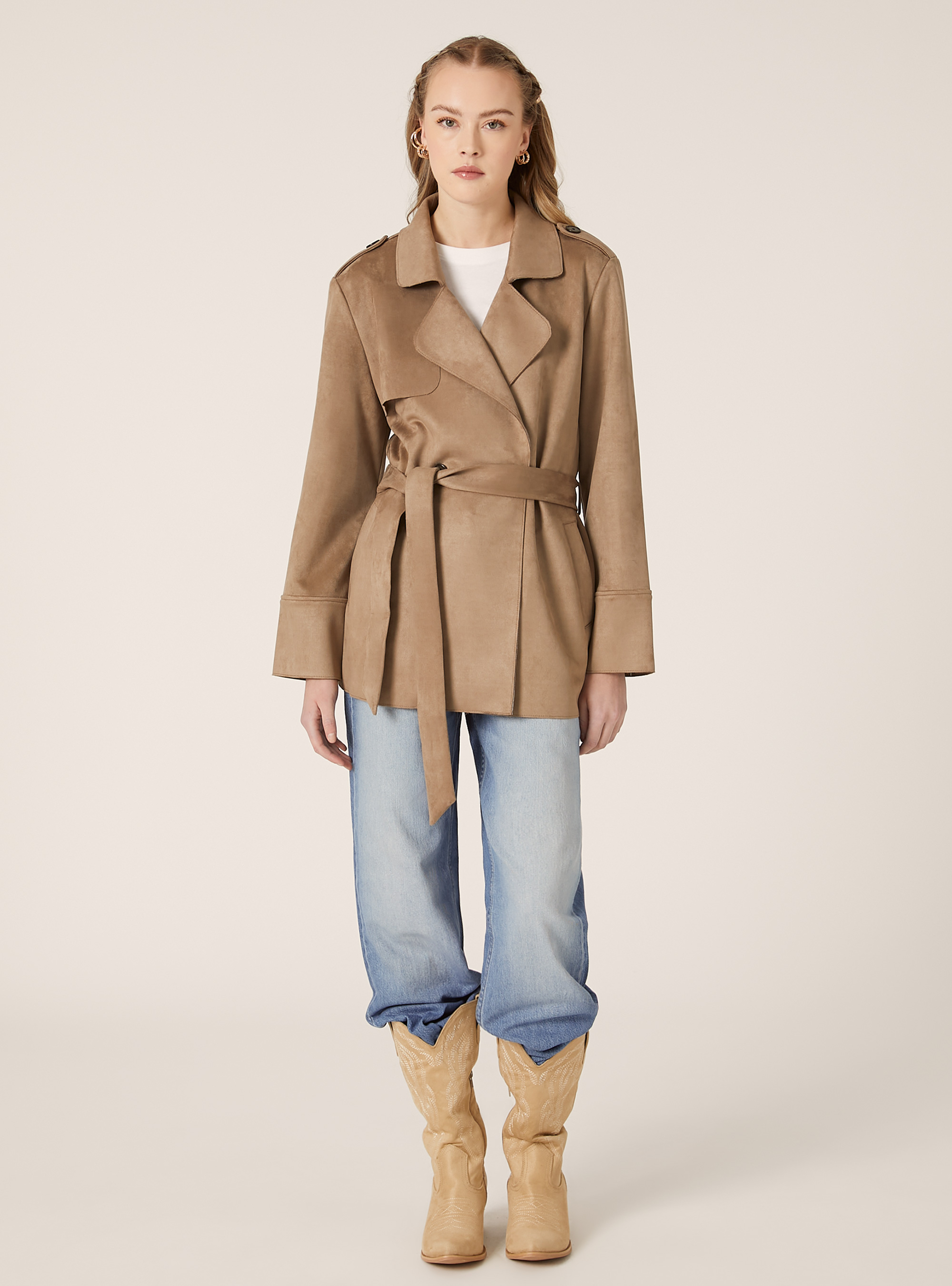 Trenchcoat in Wildlederoptik, BG2 BEIGE MEDIUM