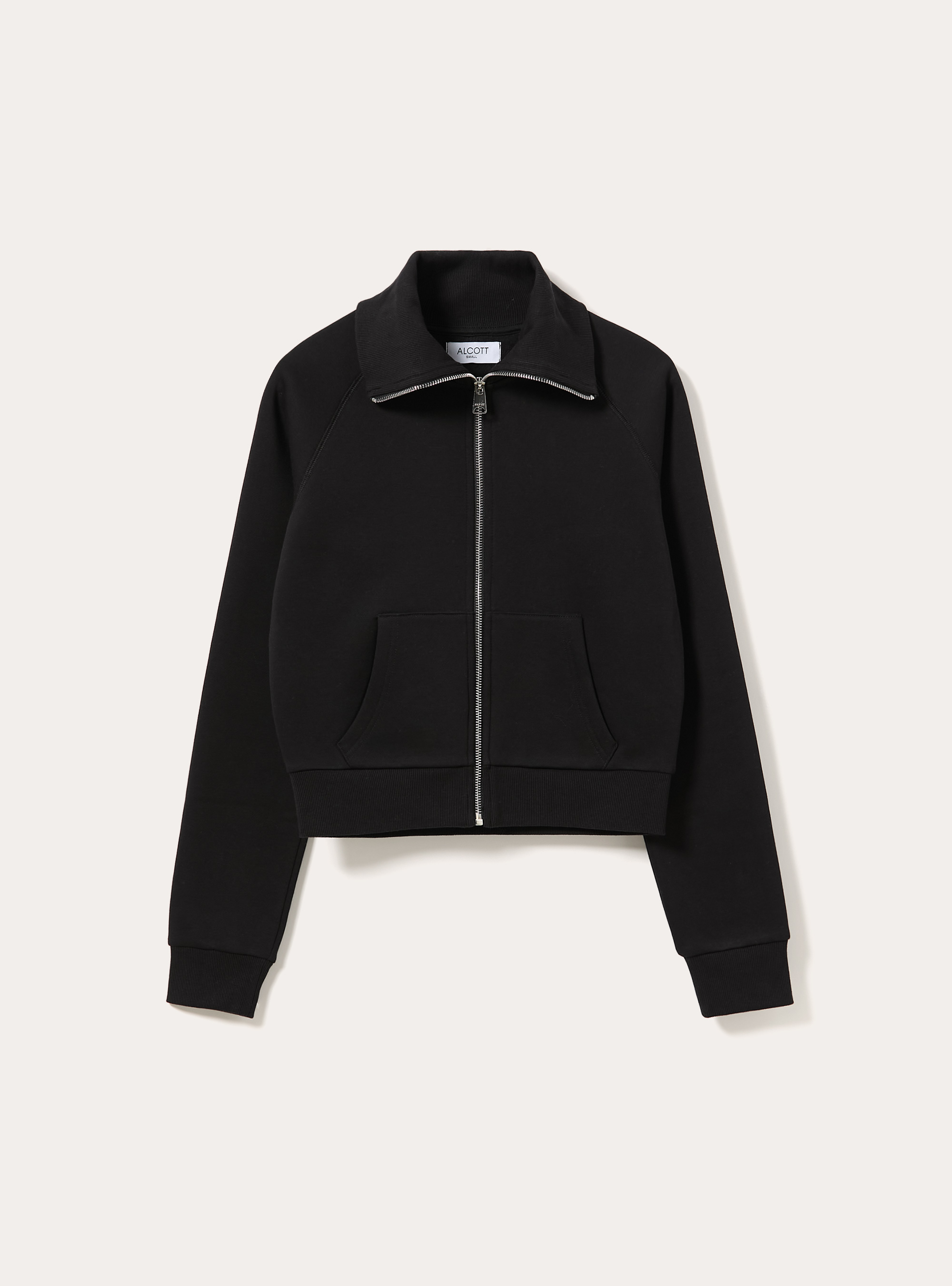 Sweat court zippe a col haut, BK1 BLACK