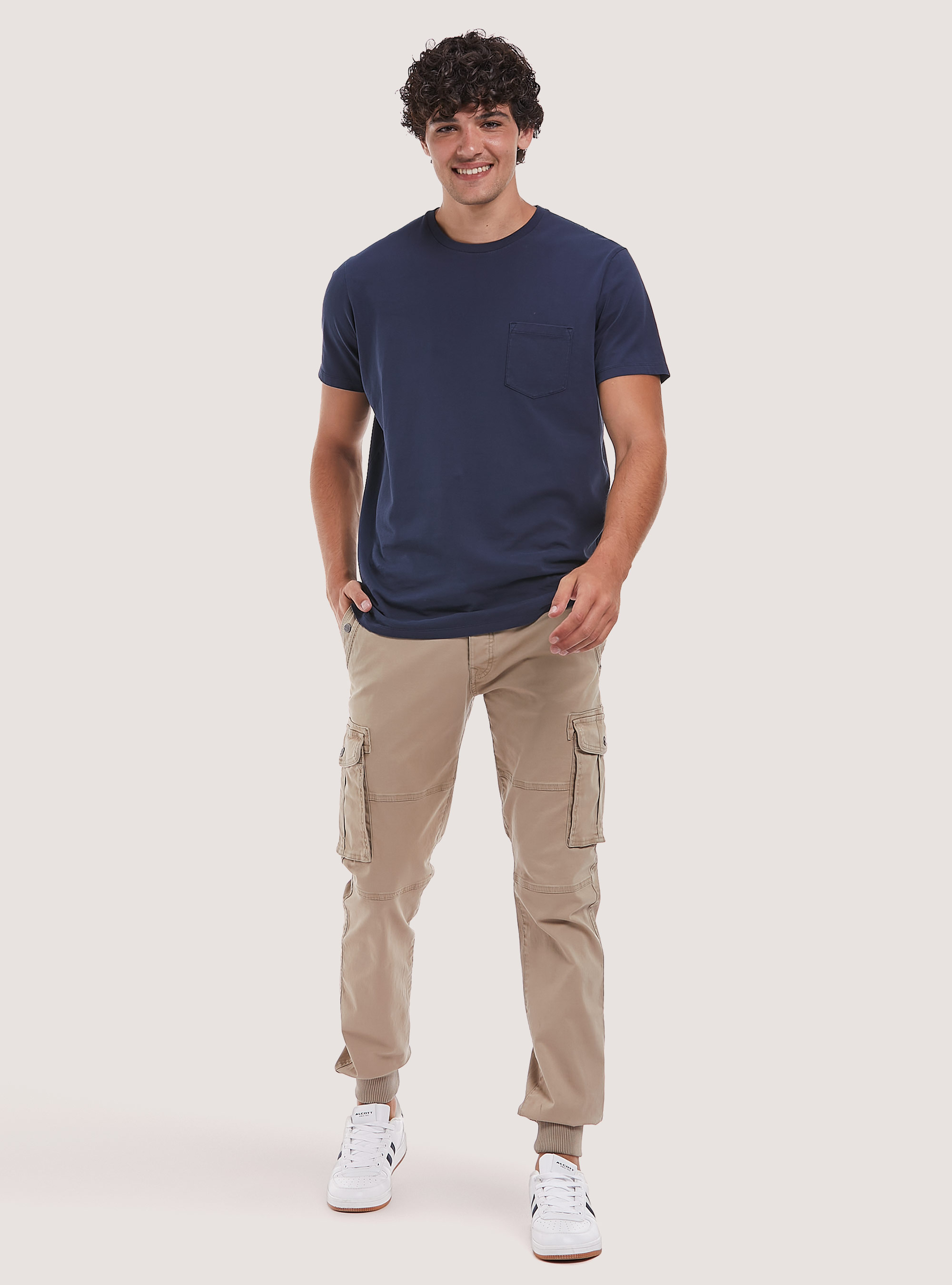 Cotton cargo trousers with elastic band