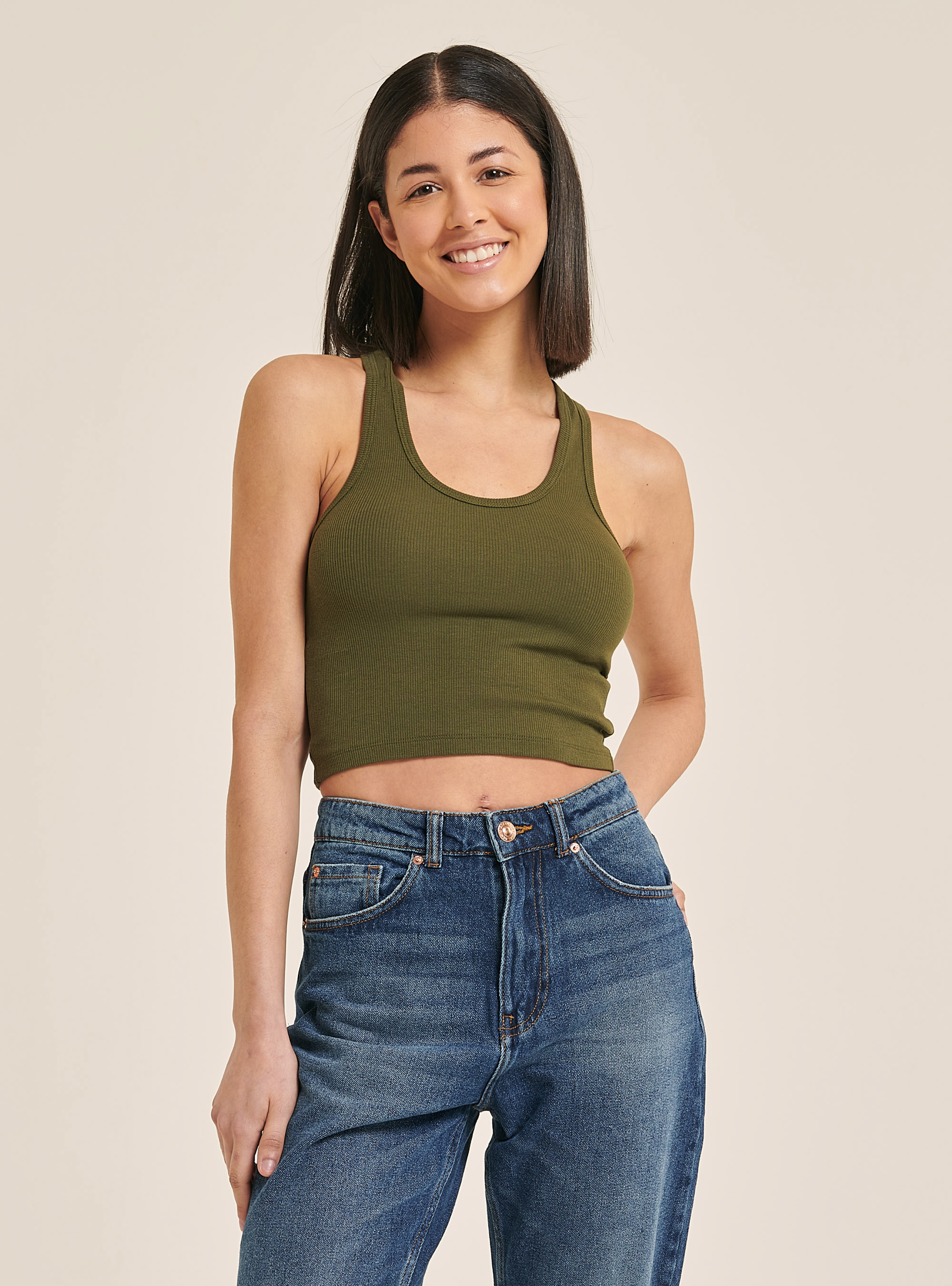 Schlichtes einfarbiges Top, C6629 KAKY