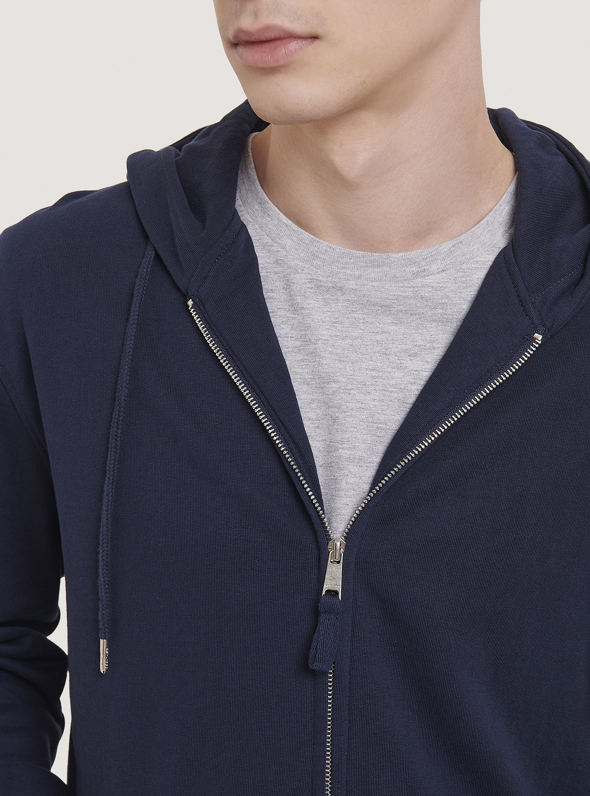 Basic hooded sweatshirt in cotton, BLUE