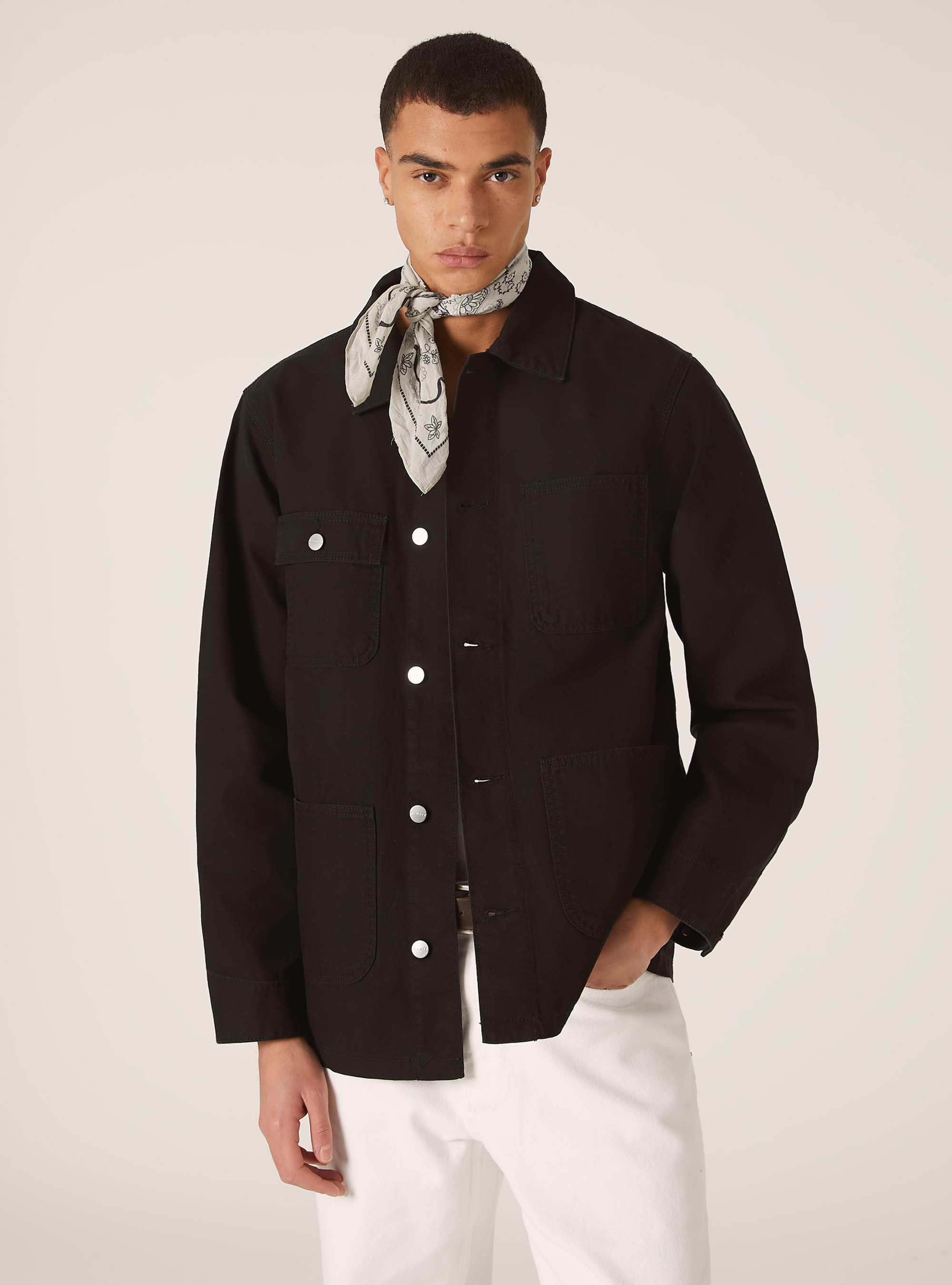 Canvas jacket with pockets, BK1 BLACK