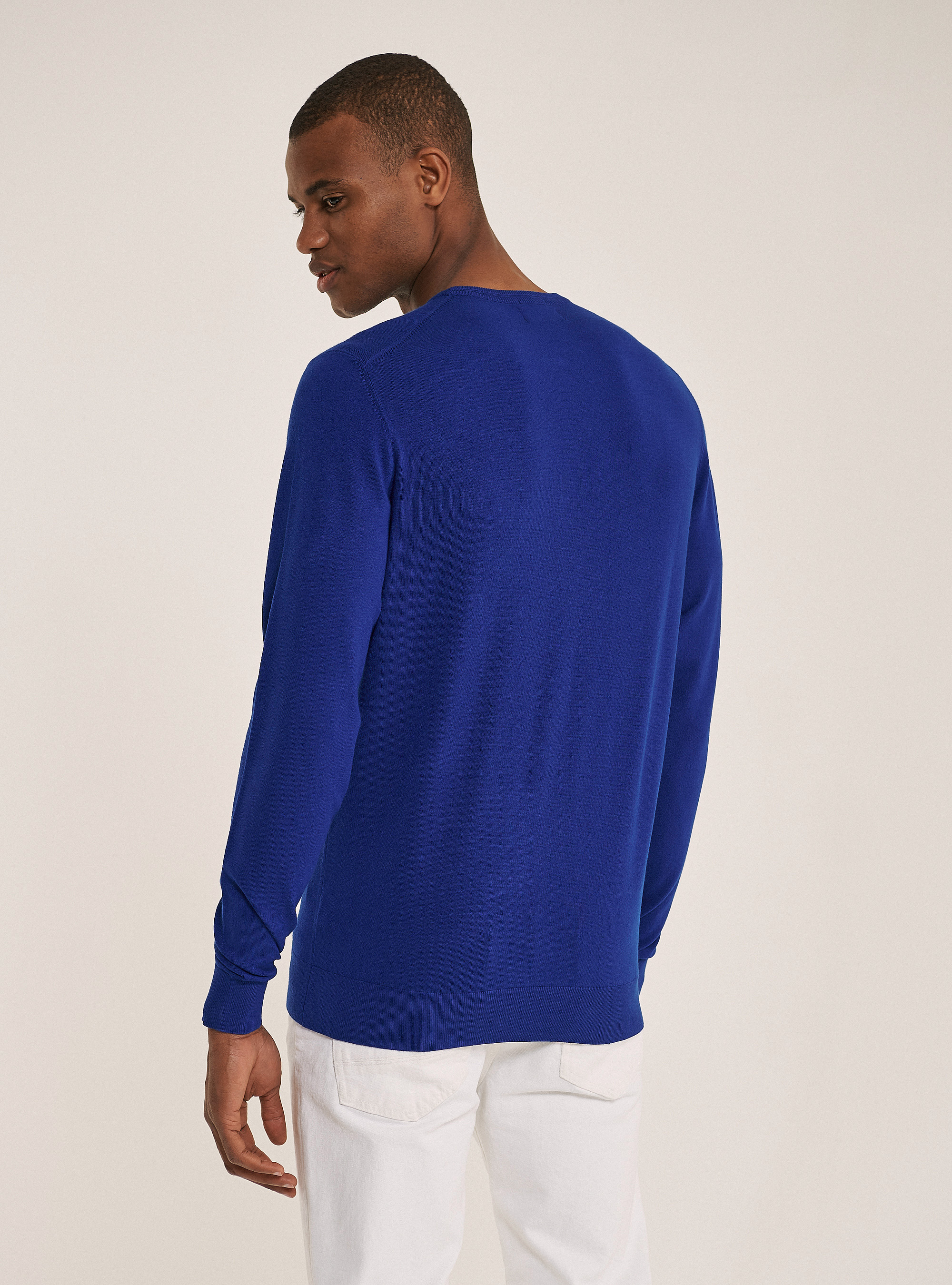 Jersey básico de cuello redondo, AZUL CELESTE