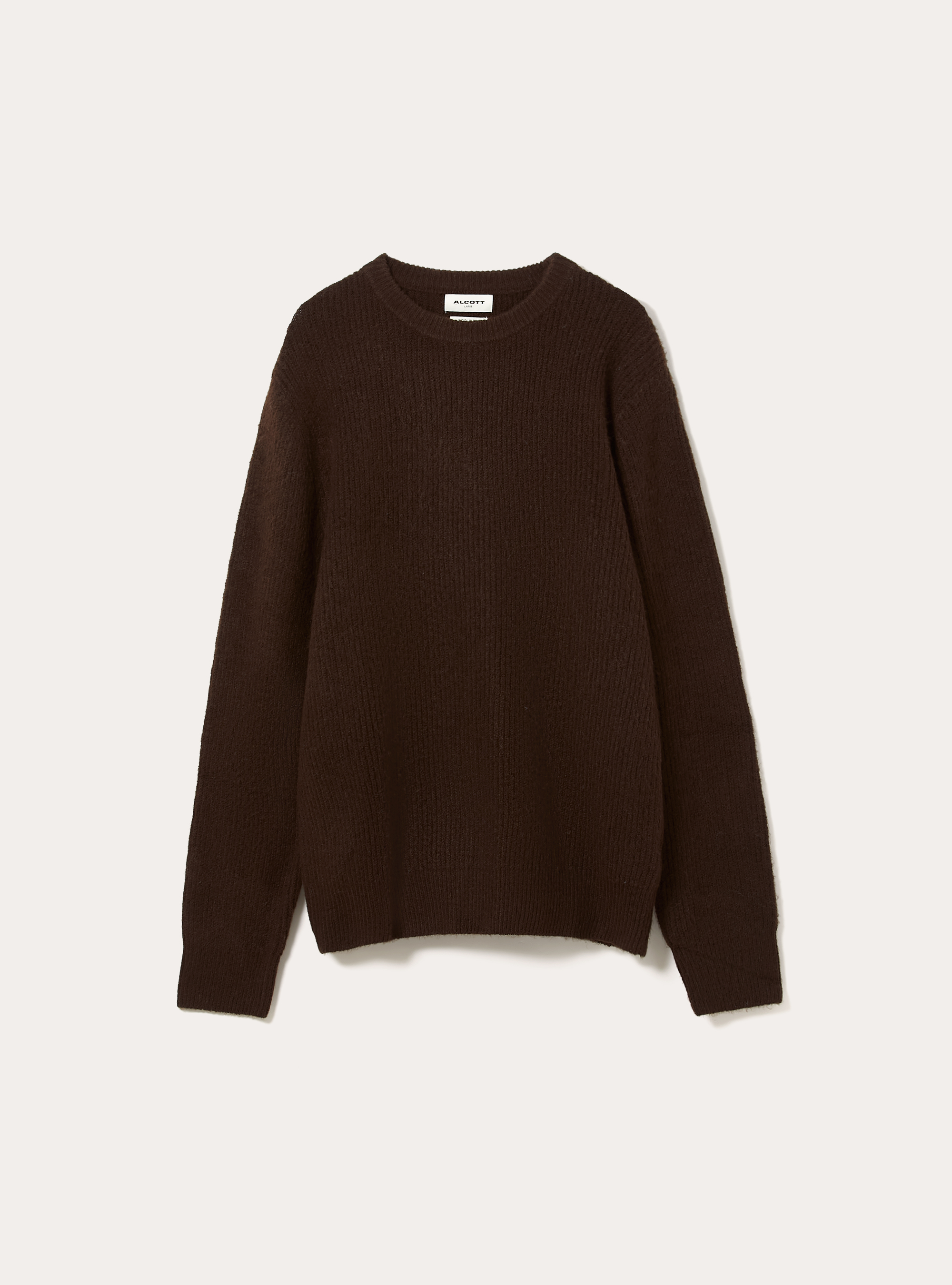 English ribbed crew neck jumper, MBR1 BROWN MEL DARK