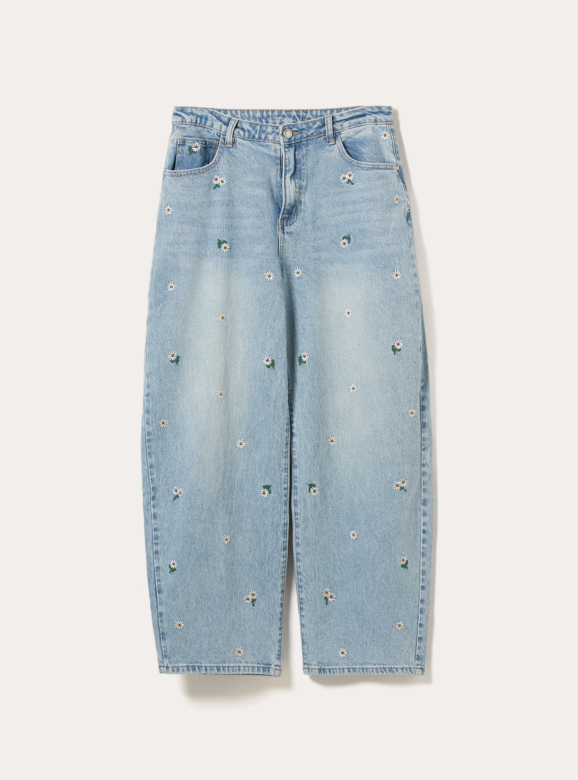 Balloon fit jeans with embroidery, D006 AZURE