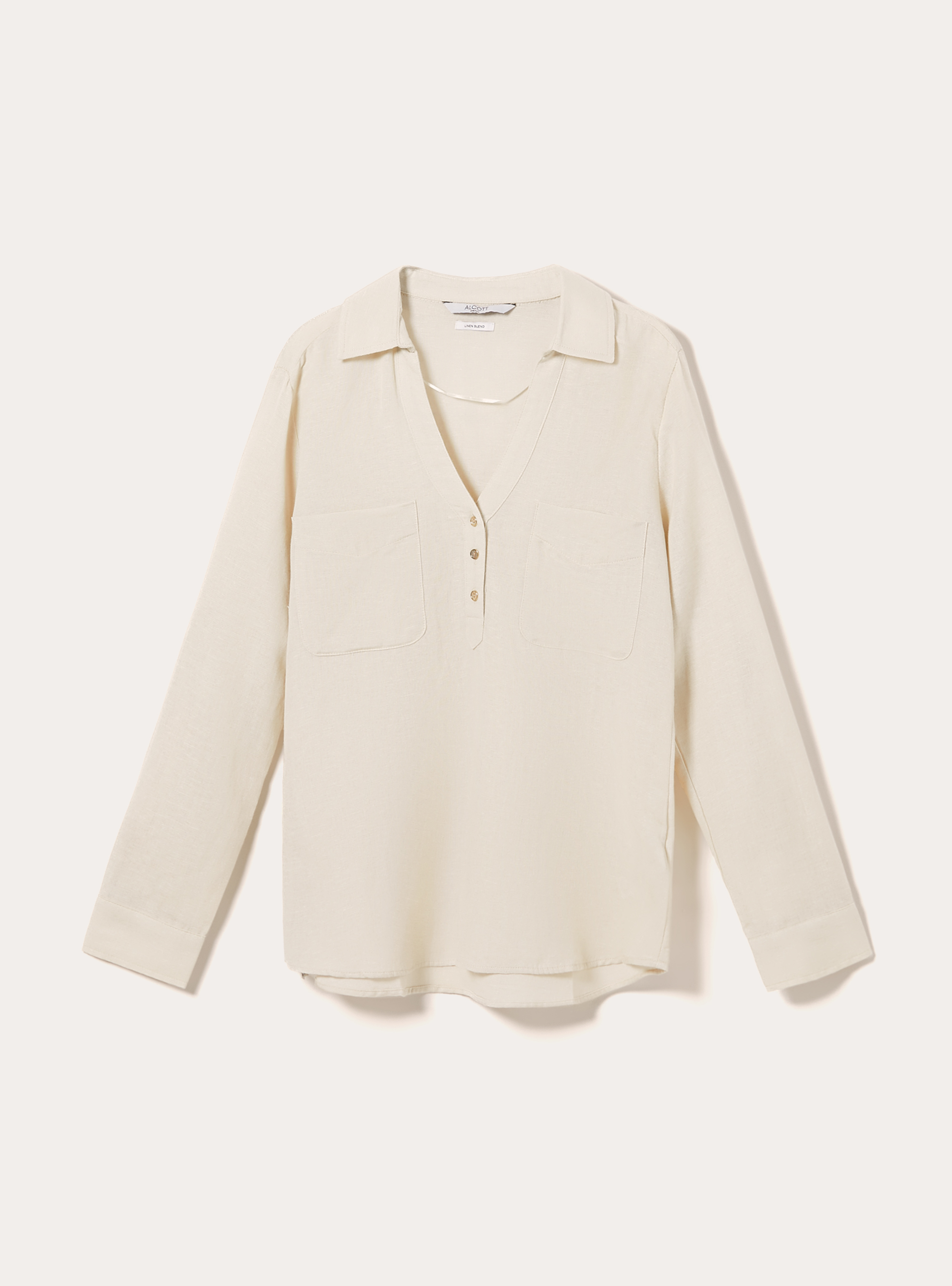 Linen blend blouse, CR2 CREAM MEDIUM