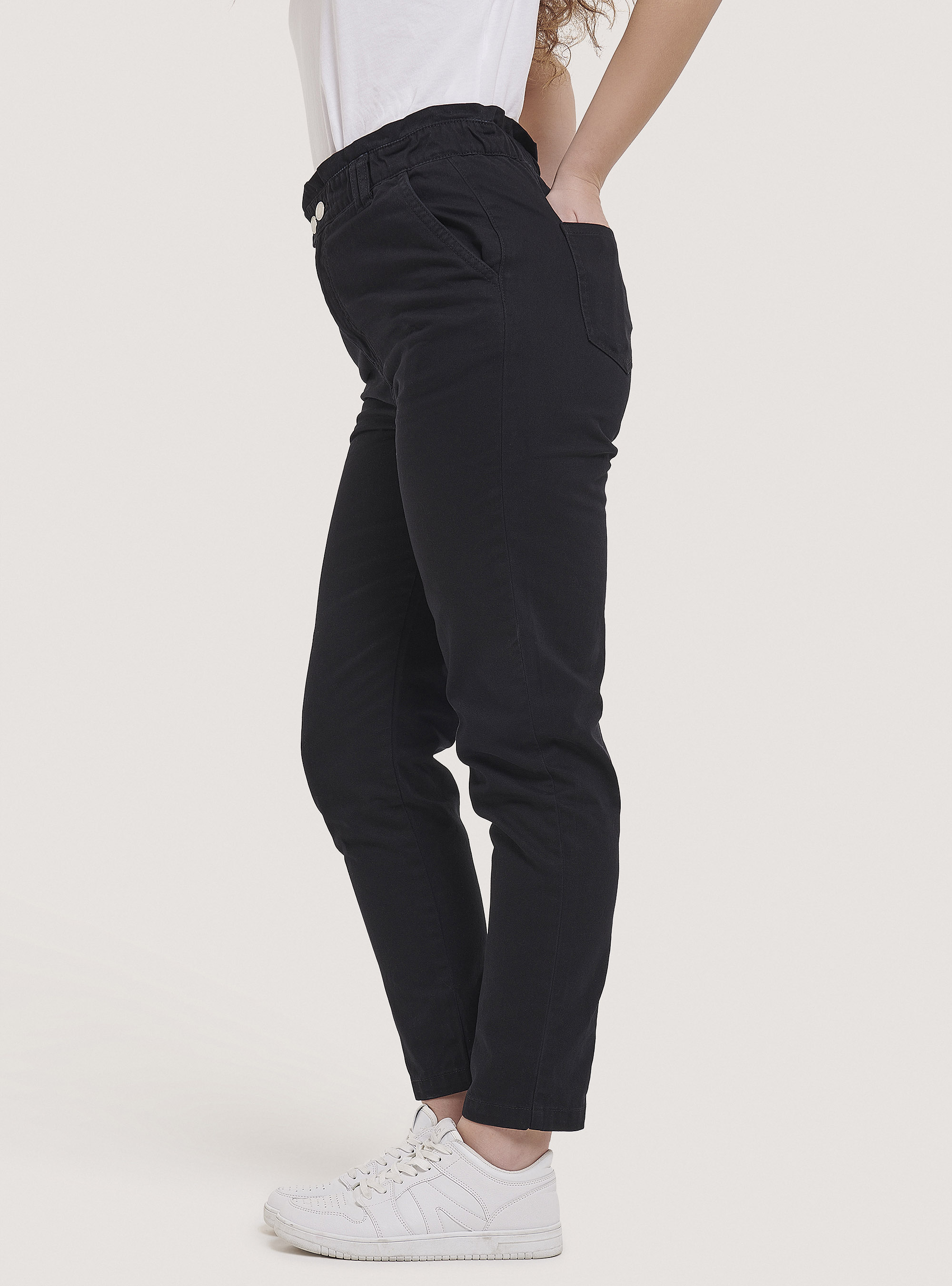 Cotton baggy trousers, BLACK
