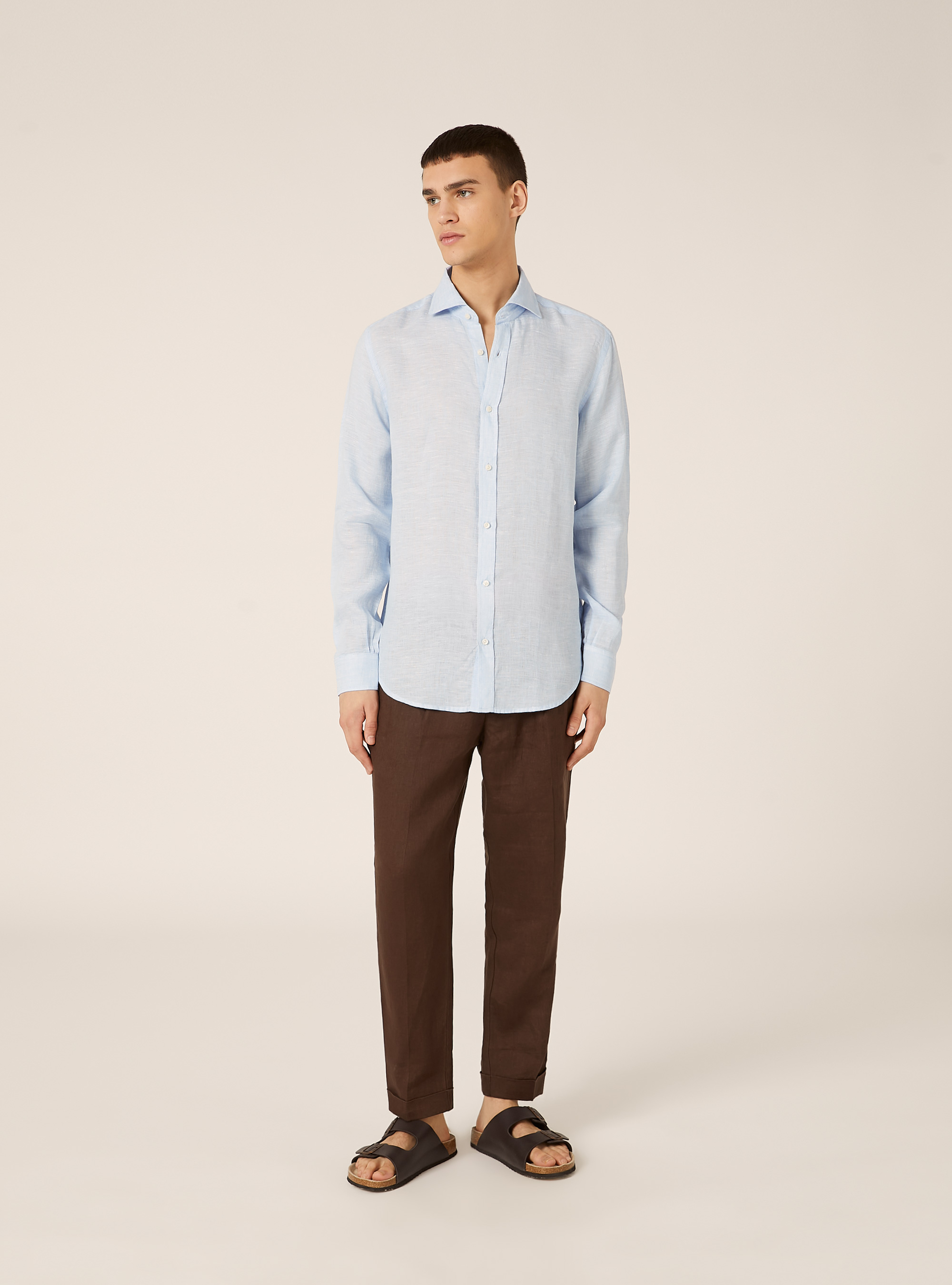 Camicia basica in lino, AZ3 AZURE LIGHT