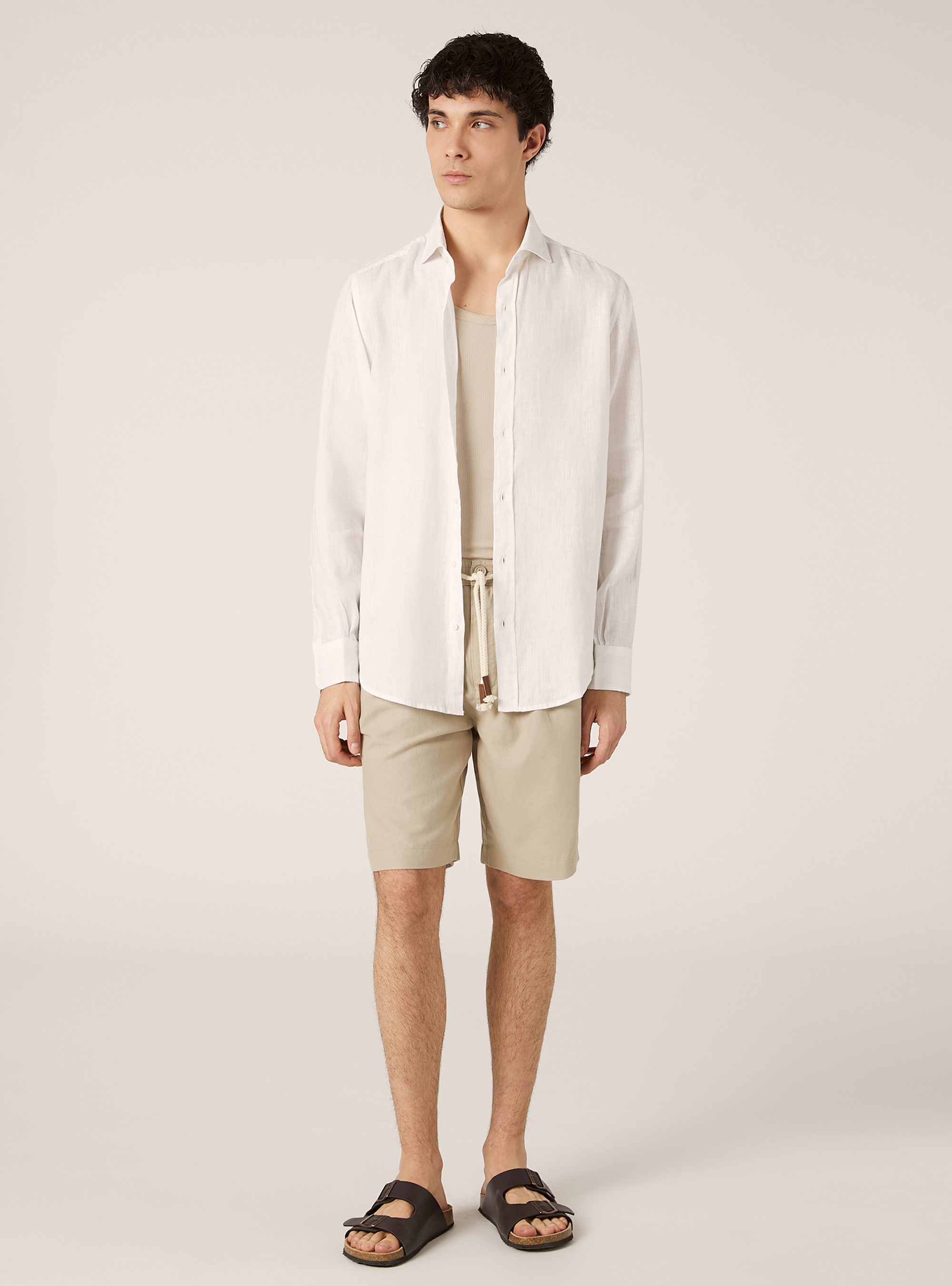 Langärmeliges Hemd aus reinem Leinen, WH3 WHITE