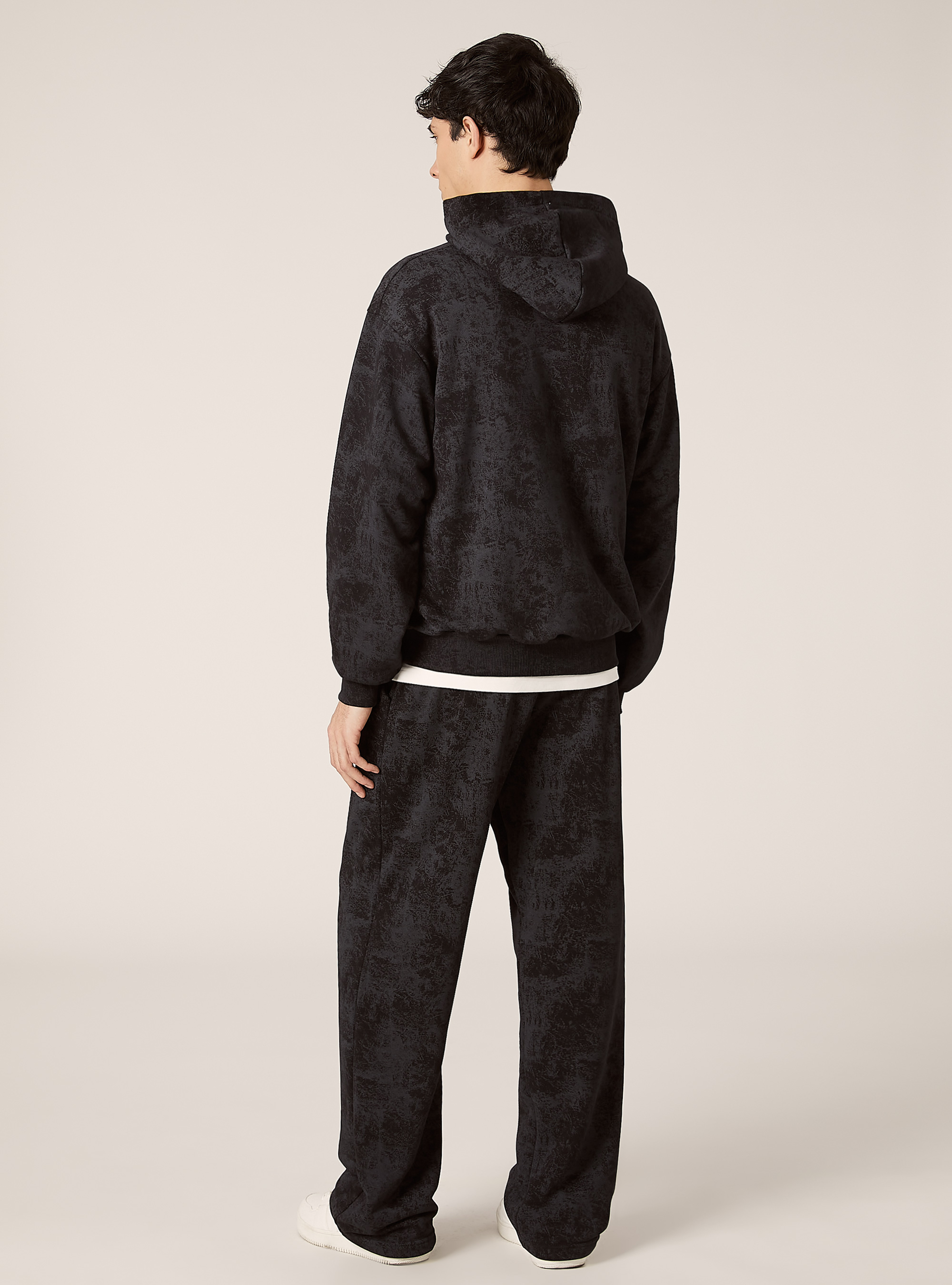 Sudadera boxy fit jaspeada, BK1 BLACK