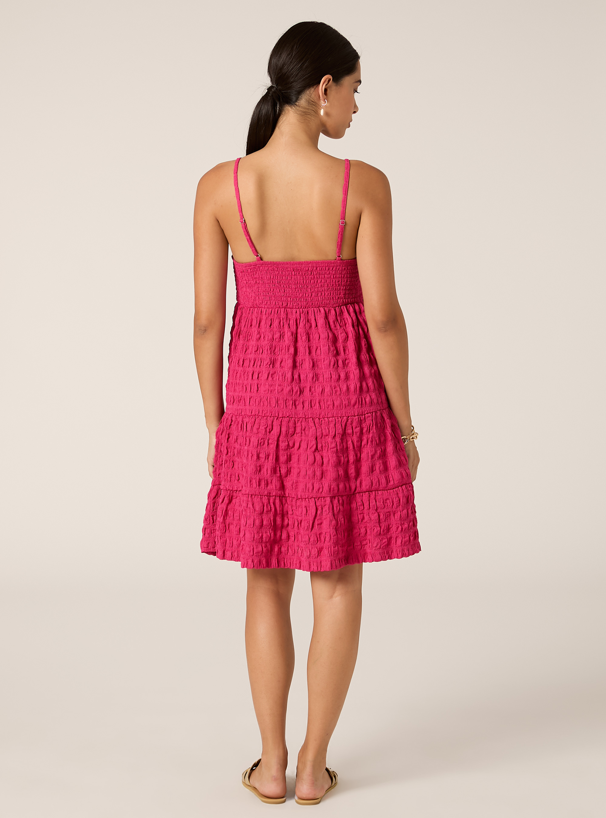 Robe en crepe avec bretelles r&eacute;glables, FX2 FUXIA MEDIUM