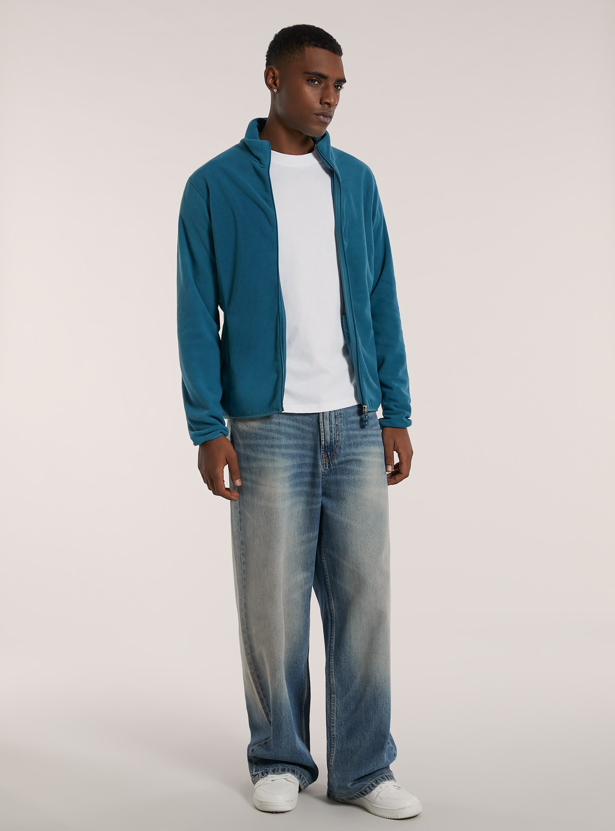 Cardigan polar fleece, OB2 BLUE OIL MED.