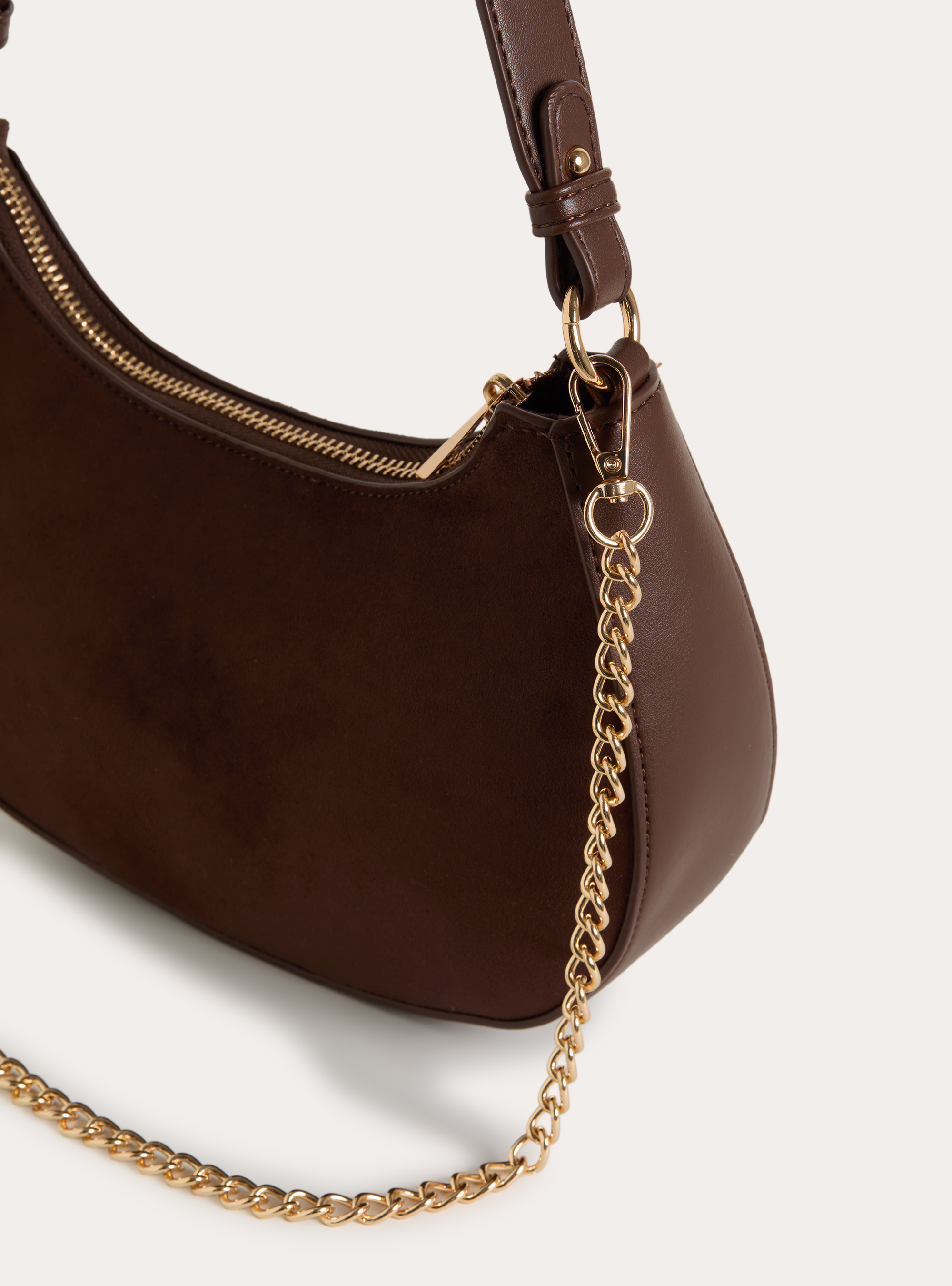 Half-moon shoulder bag, BR1 BROWN DARK