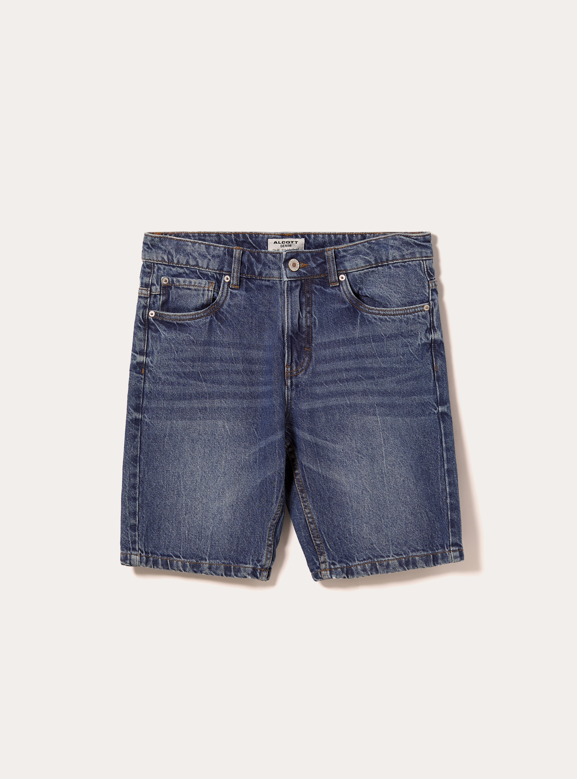 Regular Fit Denim Bermuda Shorts, D002 MEDIUM DARK BLUE
