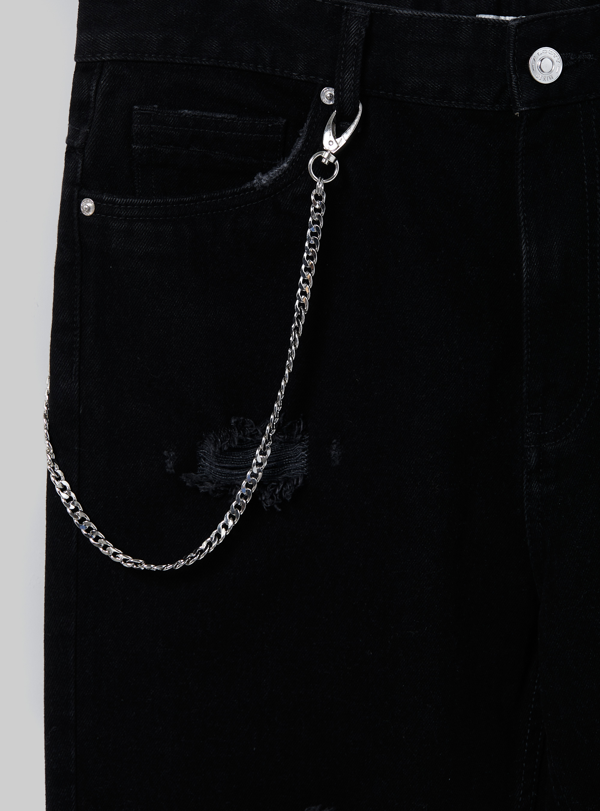 Relaxed fit jeans with chain, BK1 BLACK