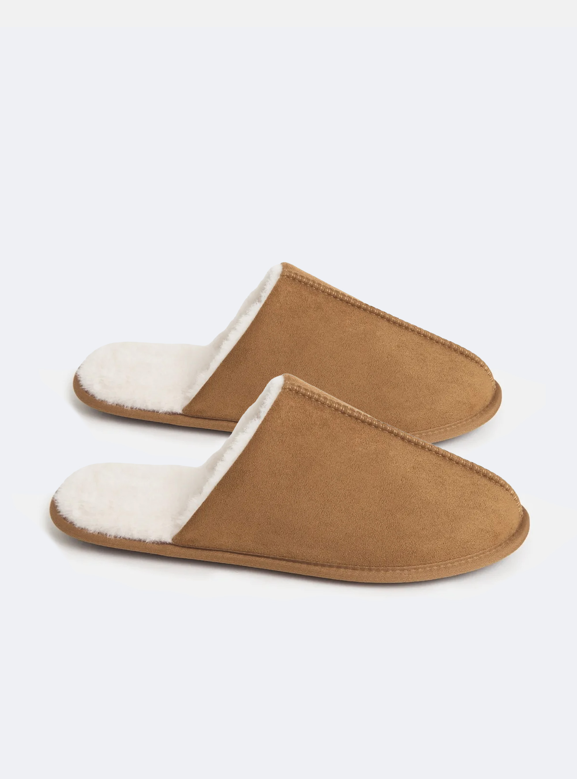 Suede-effect slippers, BG2 BEIGE MEDIUM
