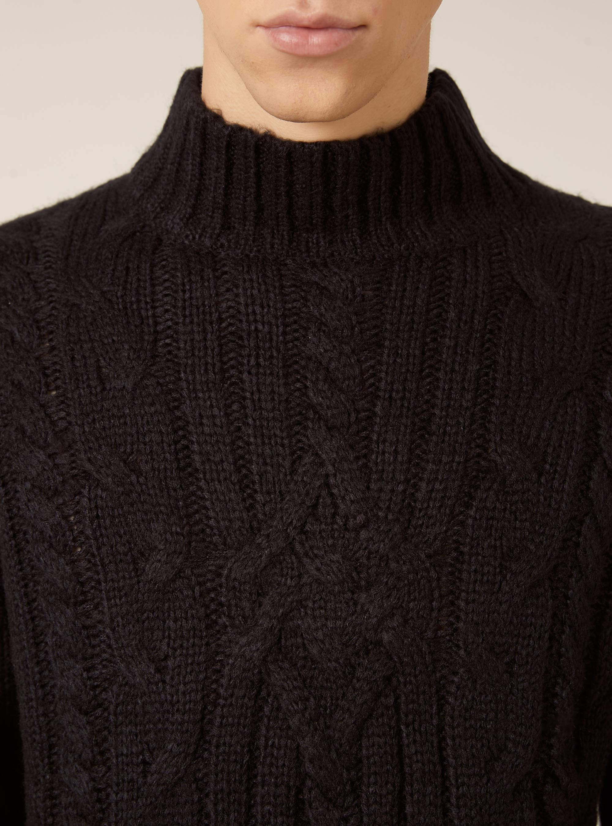 Pullover mezzo collo con trecce, NA1 NAVY DARK