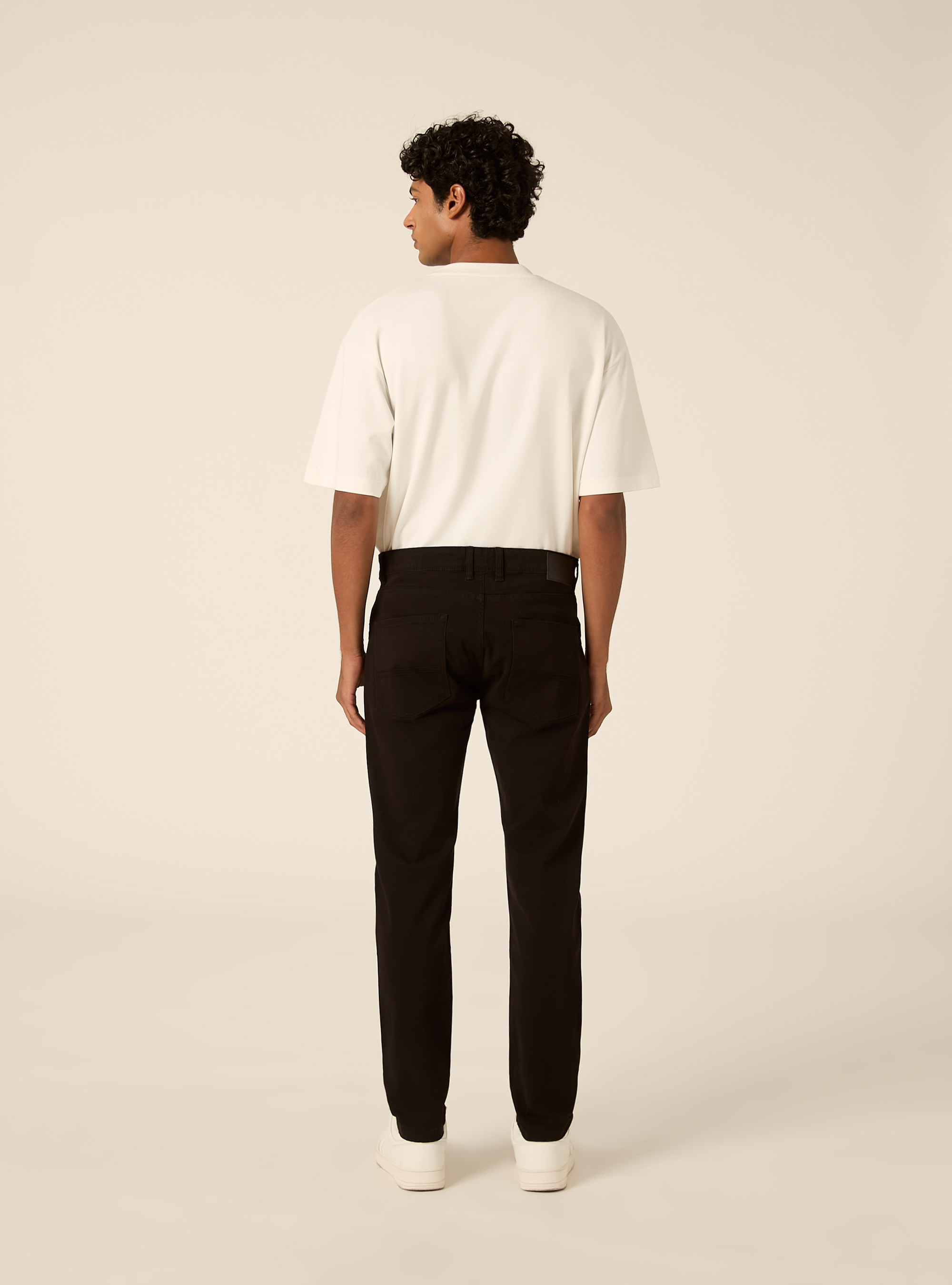 Pantaloni 5 tasche in twill, BK1 BLACK