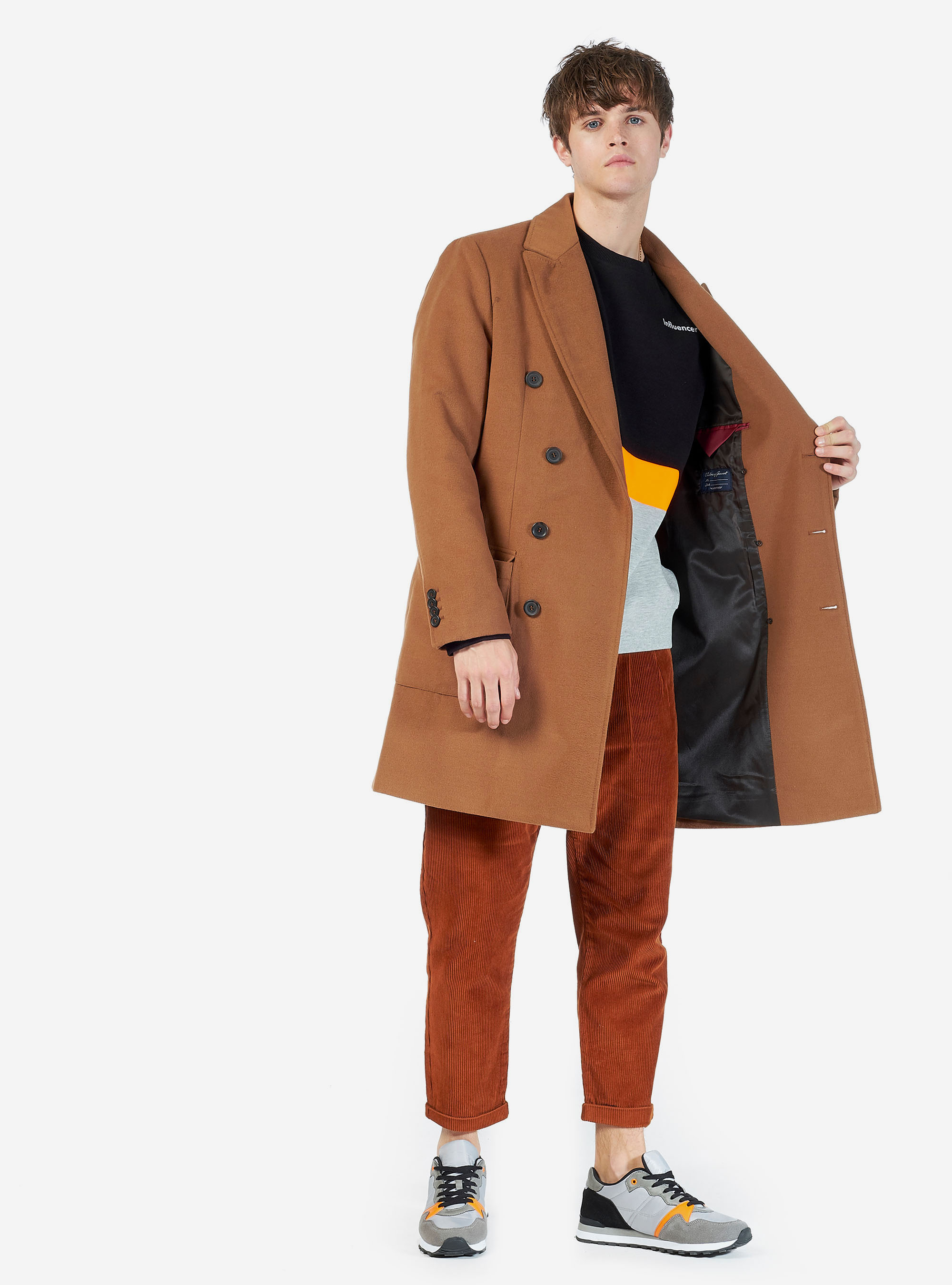 Manteau &agrave; double boutonnage, C5571 TOBACCO