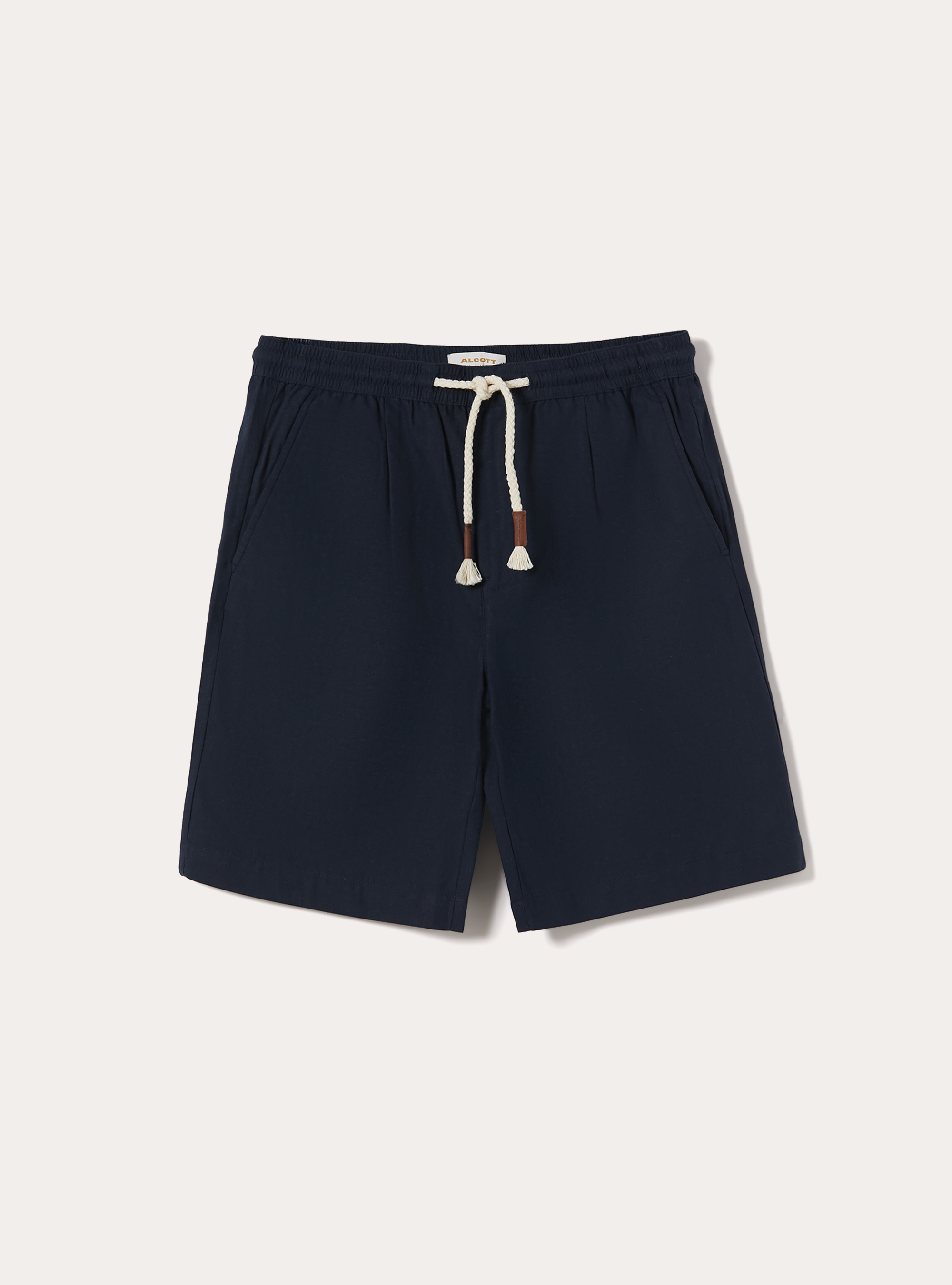 Bermuda in lino con coulisse, NAVY SCURO