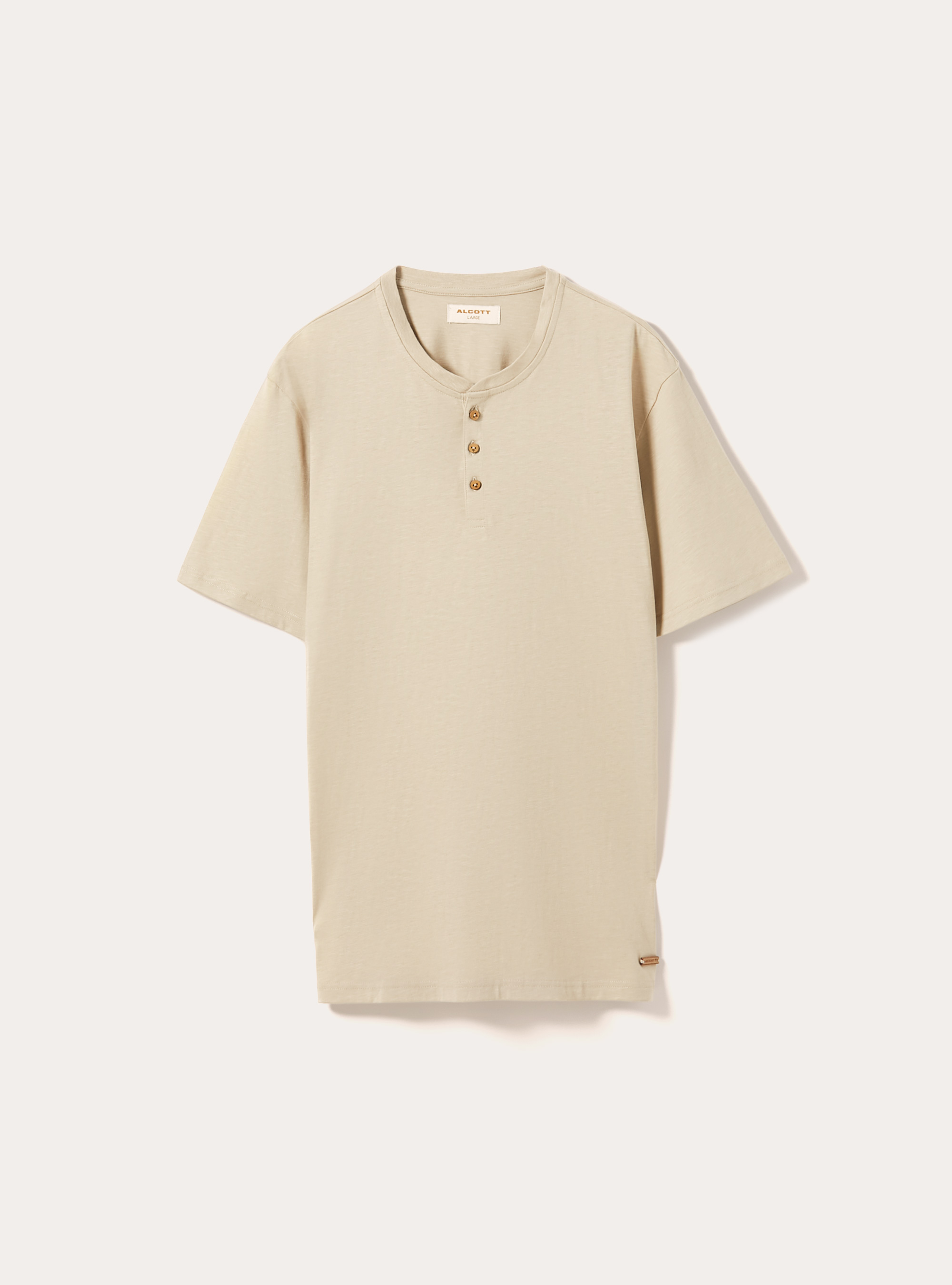 Serafino-T-Shirt aus Baumwolle, BG2 BEIGE MEDIUM