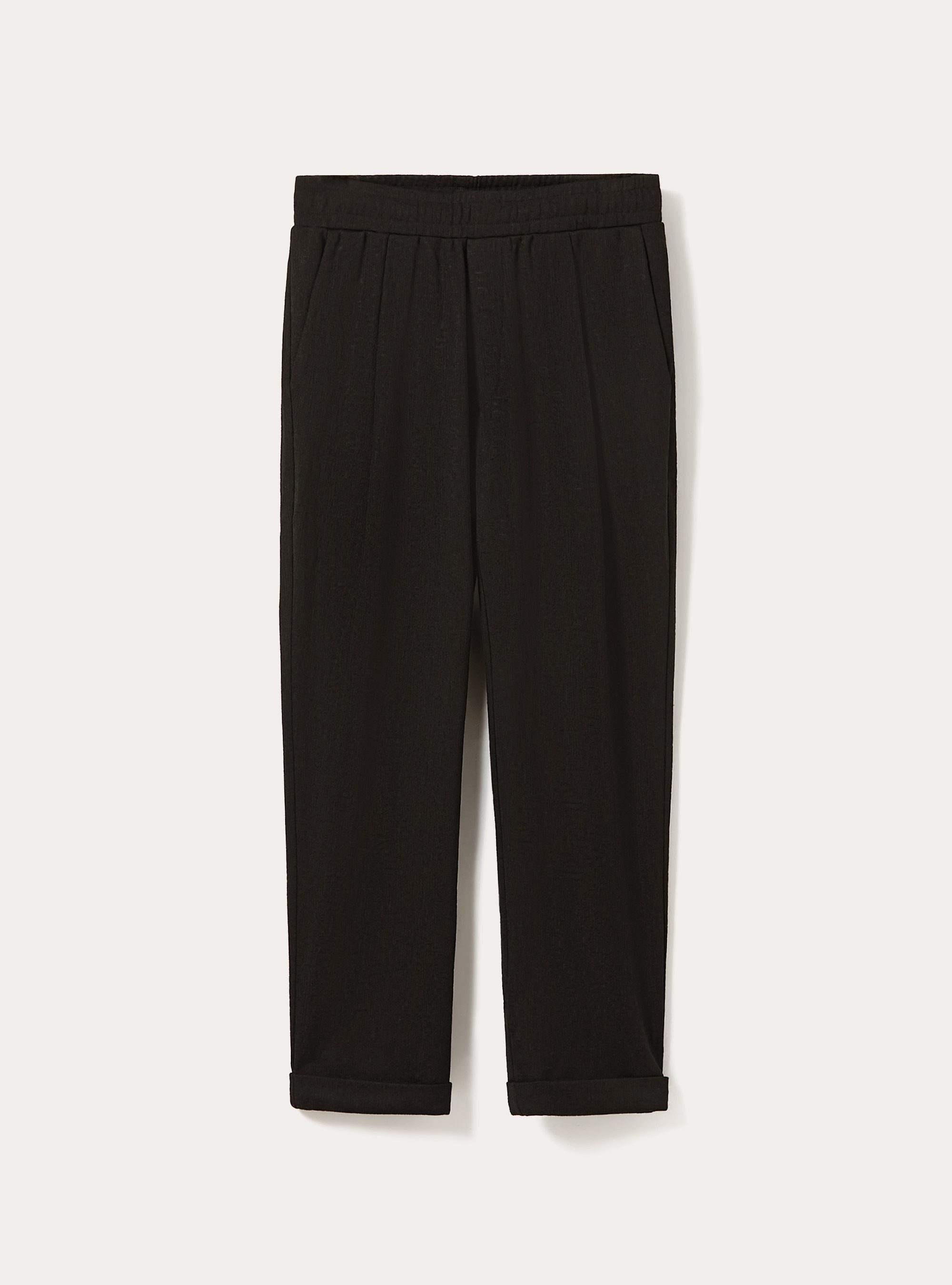 Textured and drawstring pants, BK1 BLACK