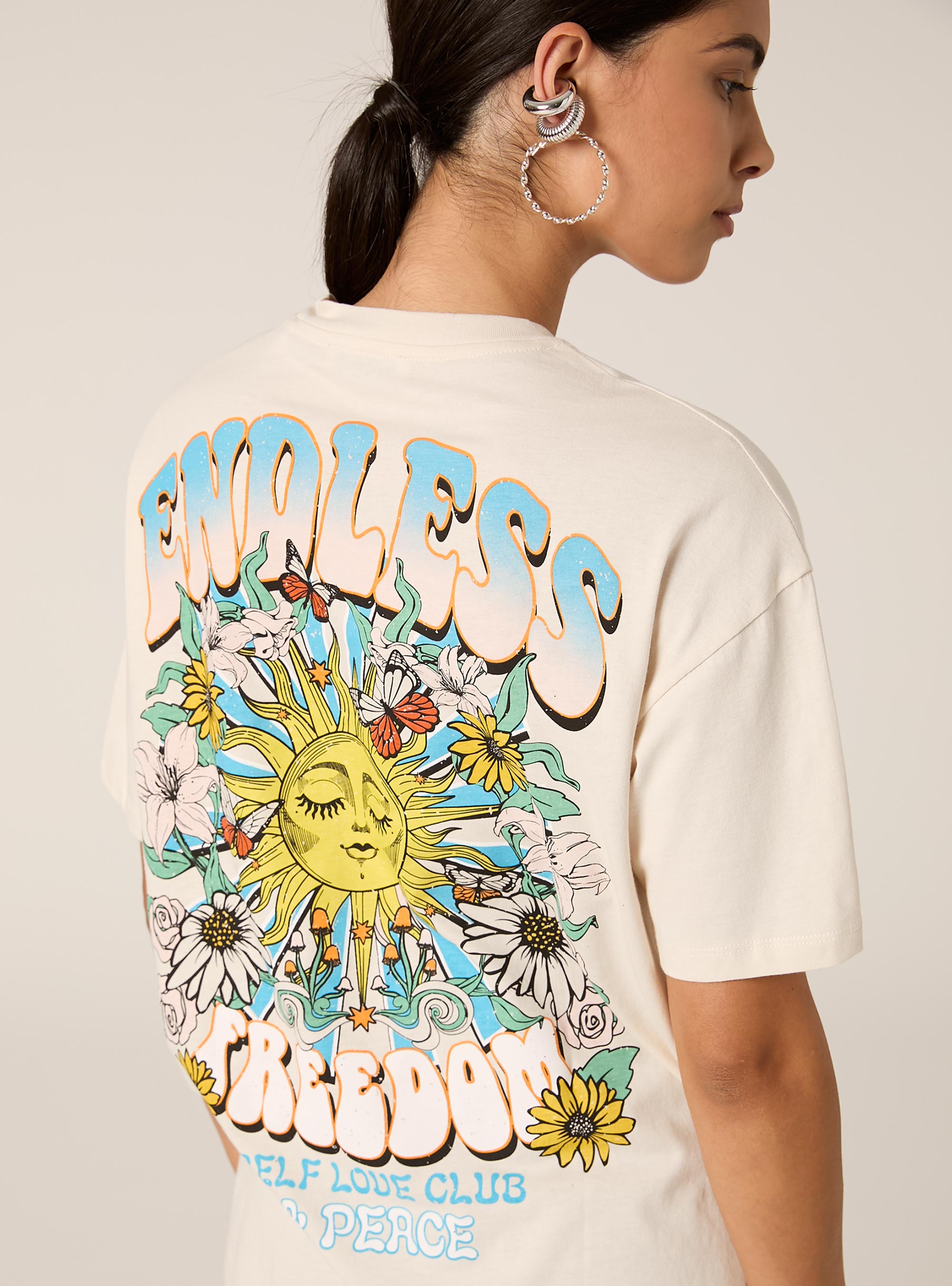 Cotton T-shirt with print, CR3 CREAM LIGHT