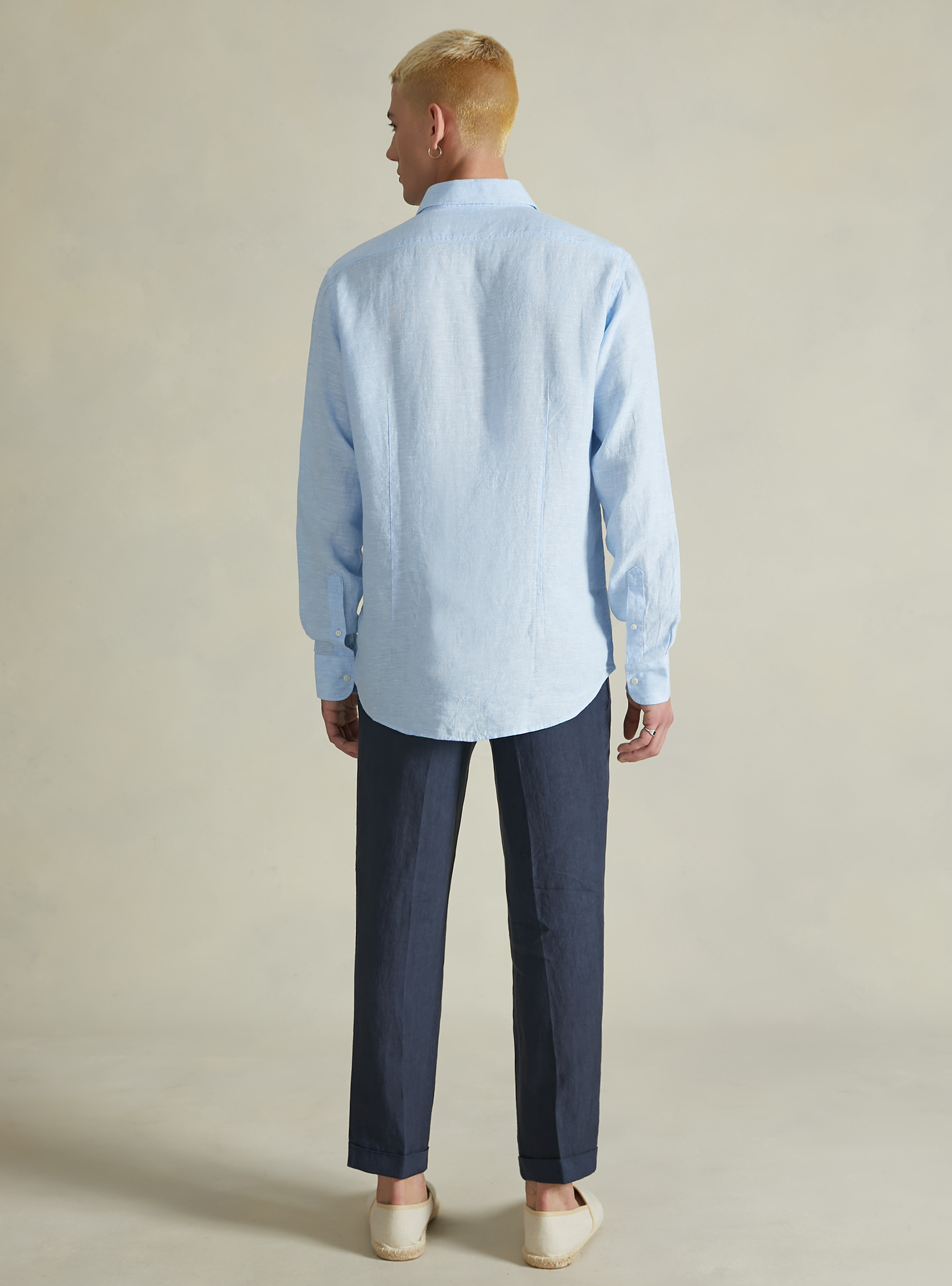 Long-sleeved pure linen shirt, AZ3 AZURE LIGHT