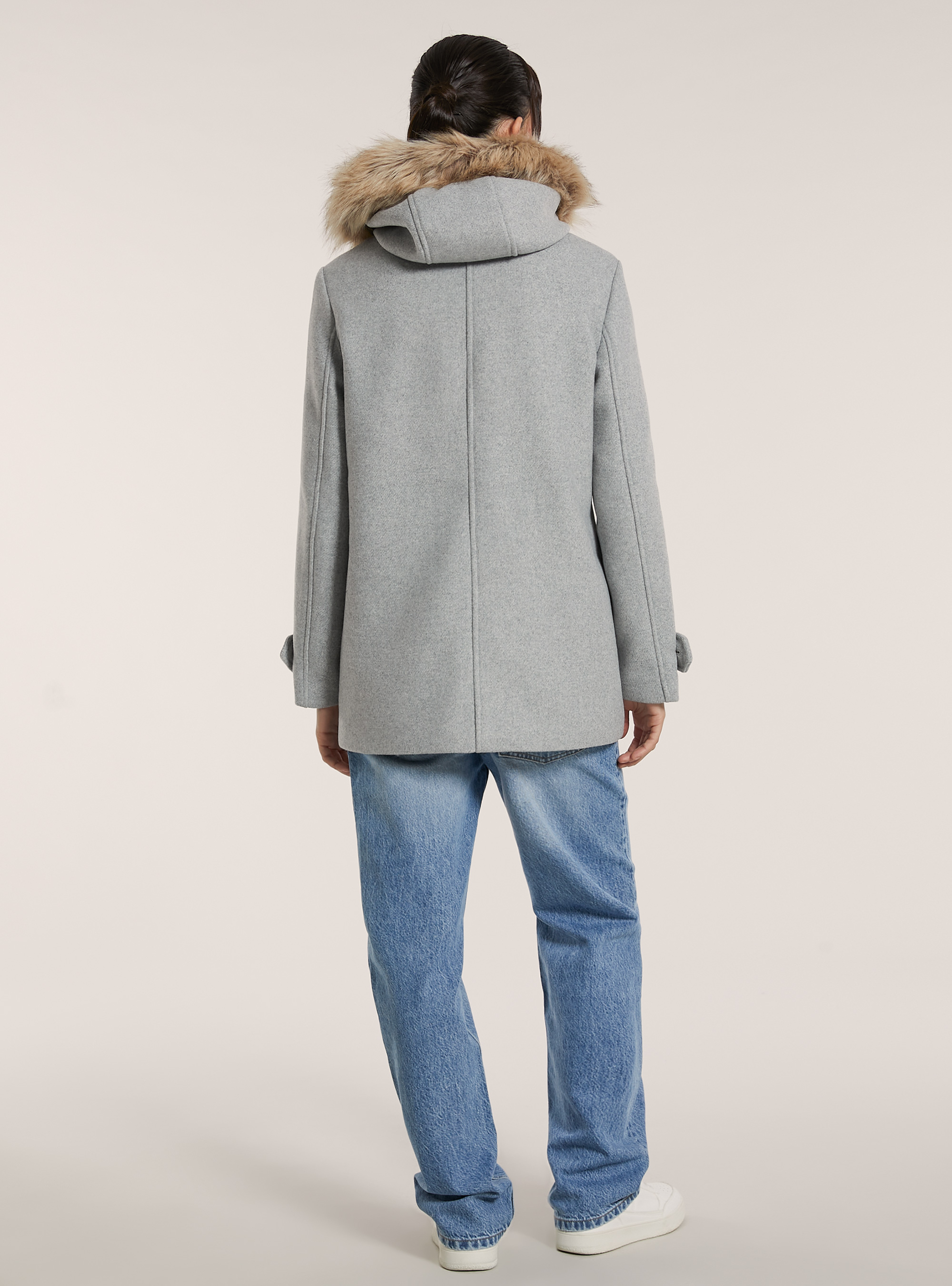 Cappotto corto con cappuccio, MGY3 GREY MEL LIGHT