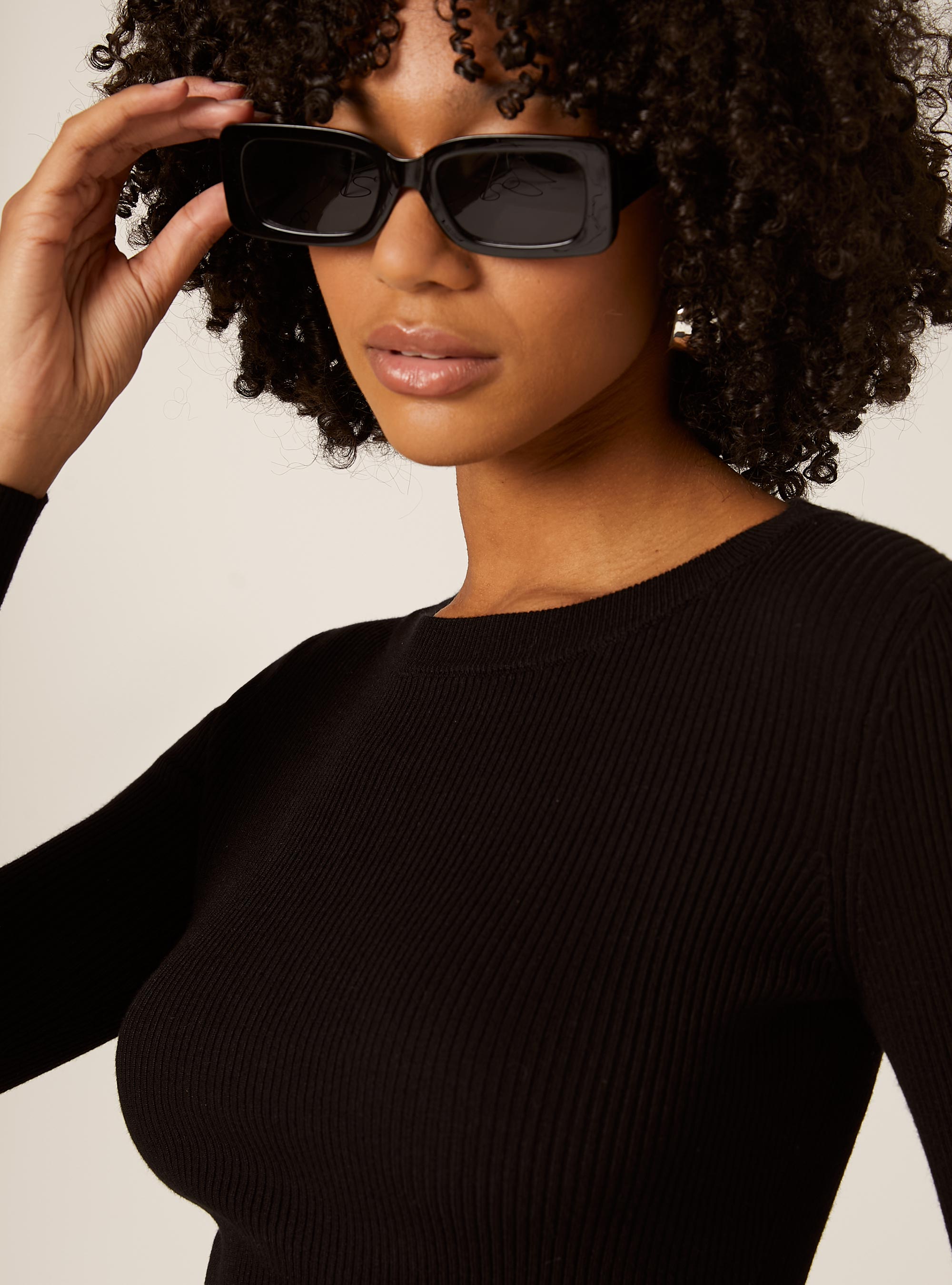 Lightweight ribbed knit, BK1 BLACK