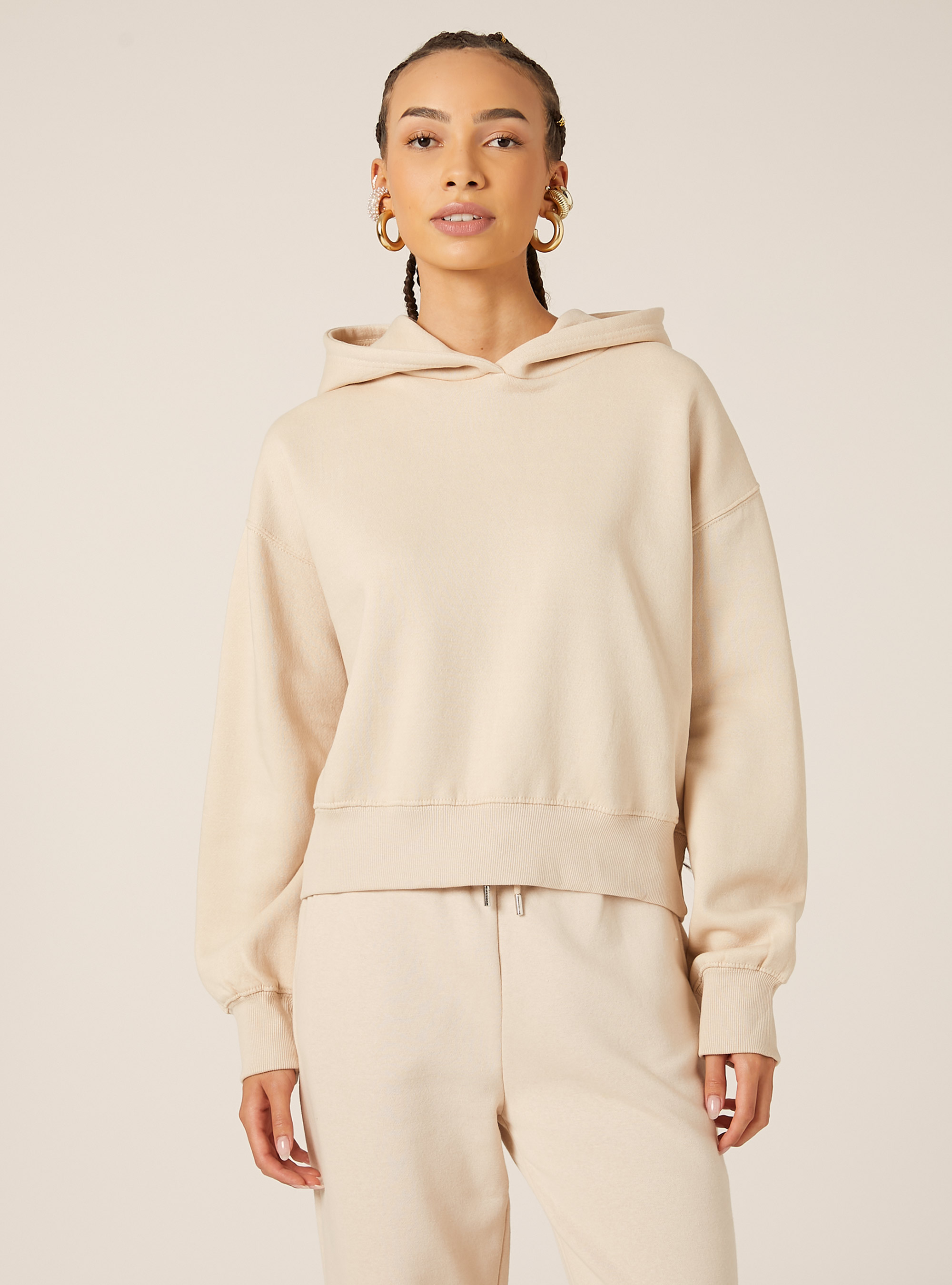 Sweat à capuche coupe boxy, BG2 BEIGE MEDIUM