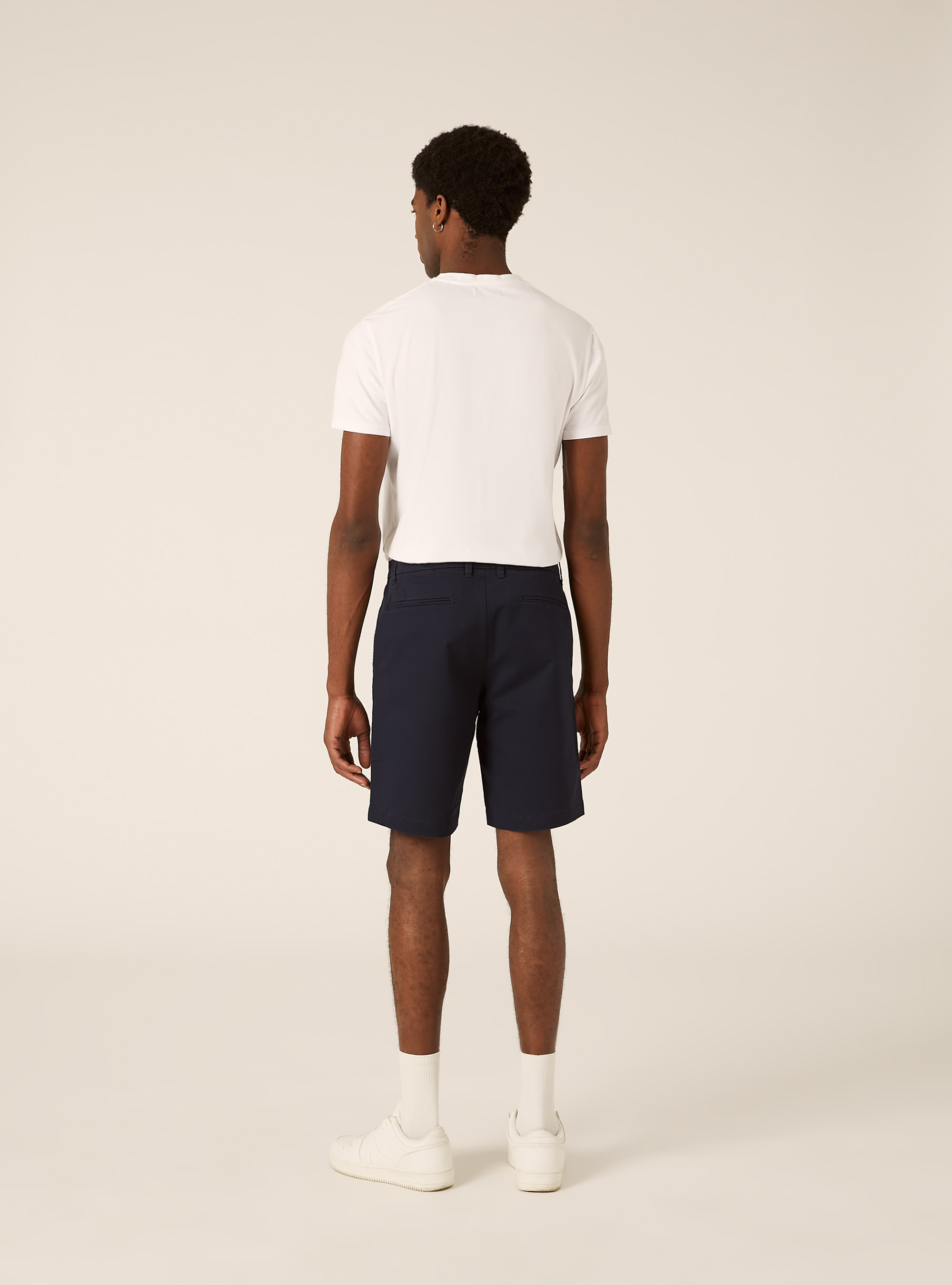Bermuda in twill elasticizzato basico, BL1 BLUE DARK