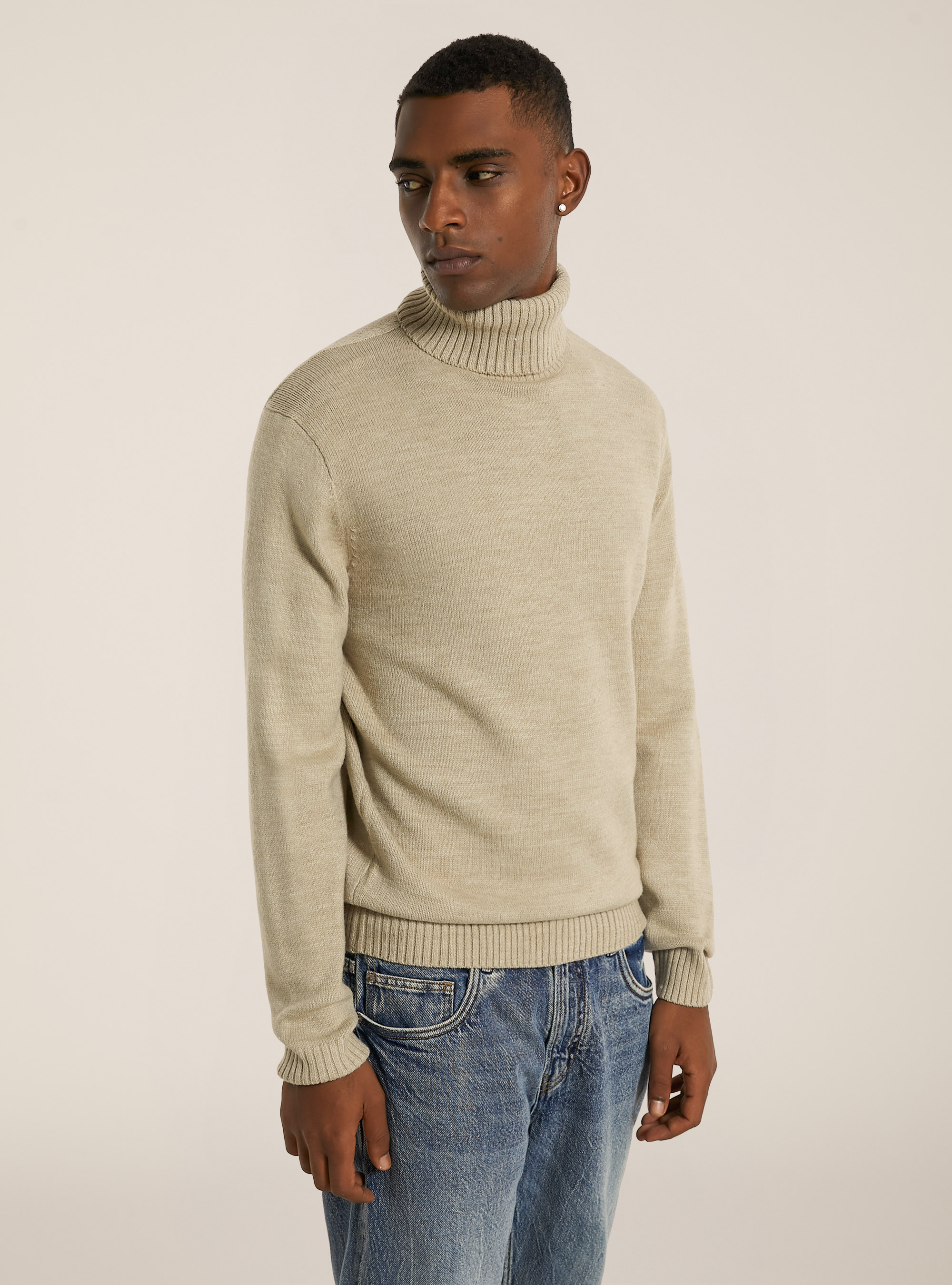 Maglione collo alto, MBG2 BEIGE MEL MED