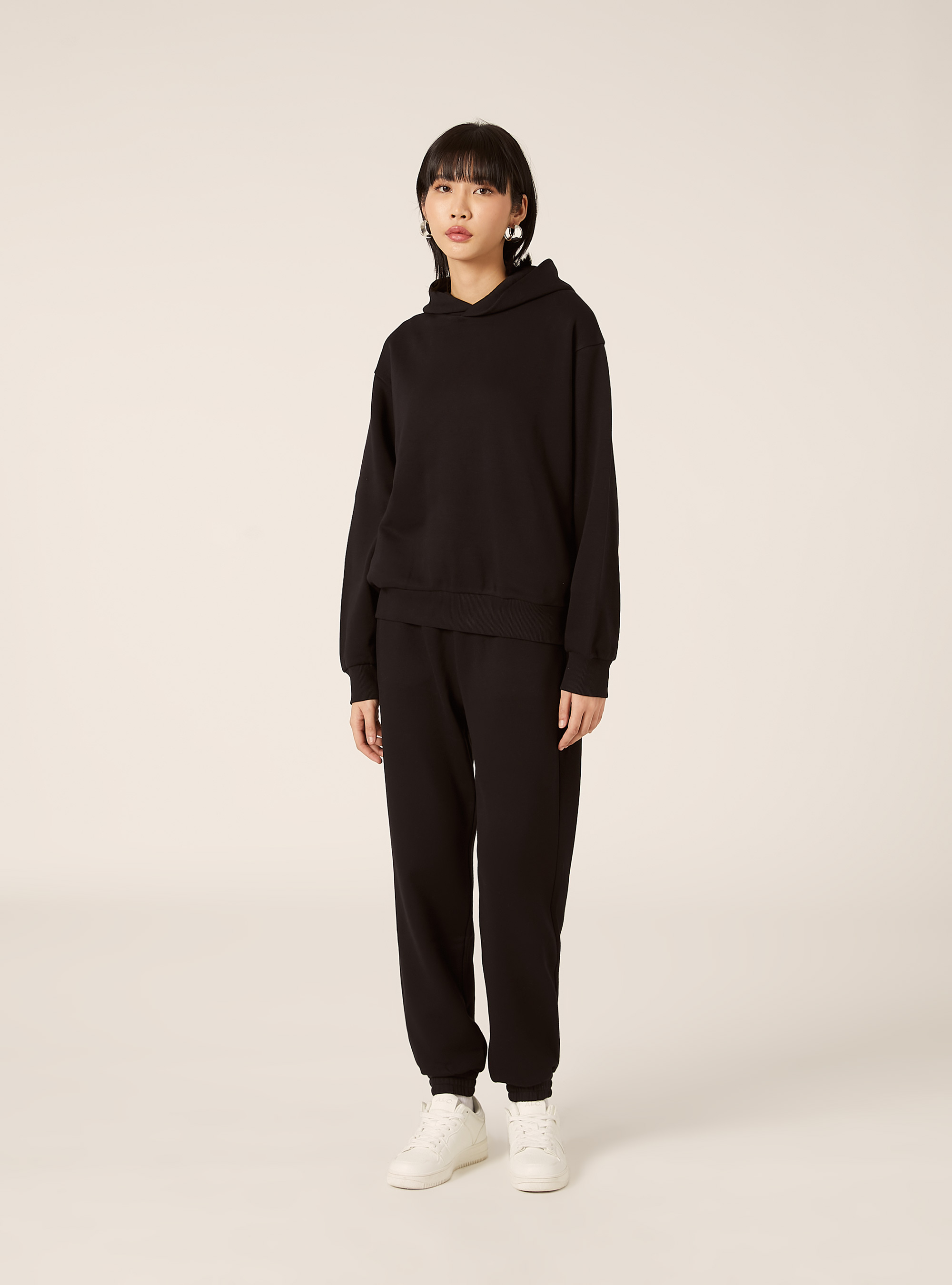 Felpa con cappuccio boxy, BK1 BLACK