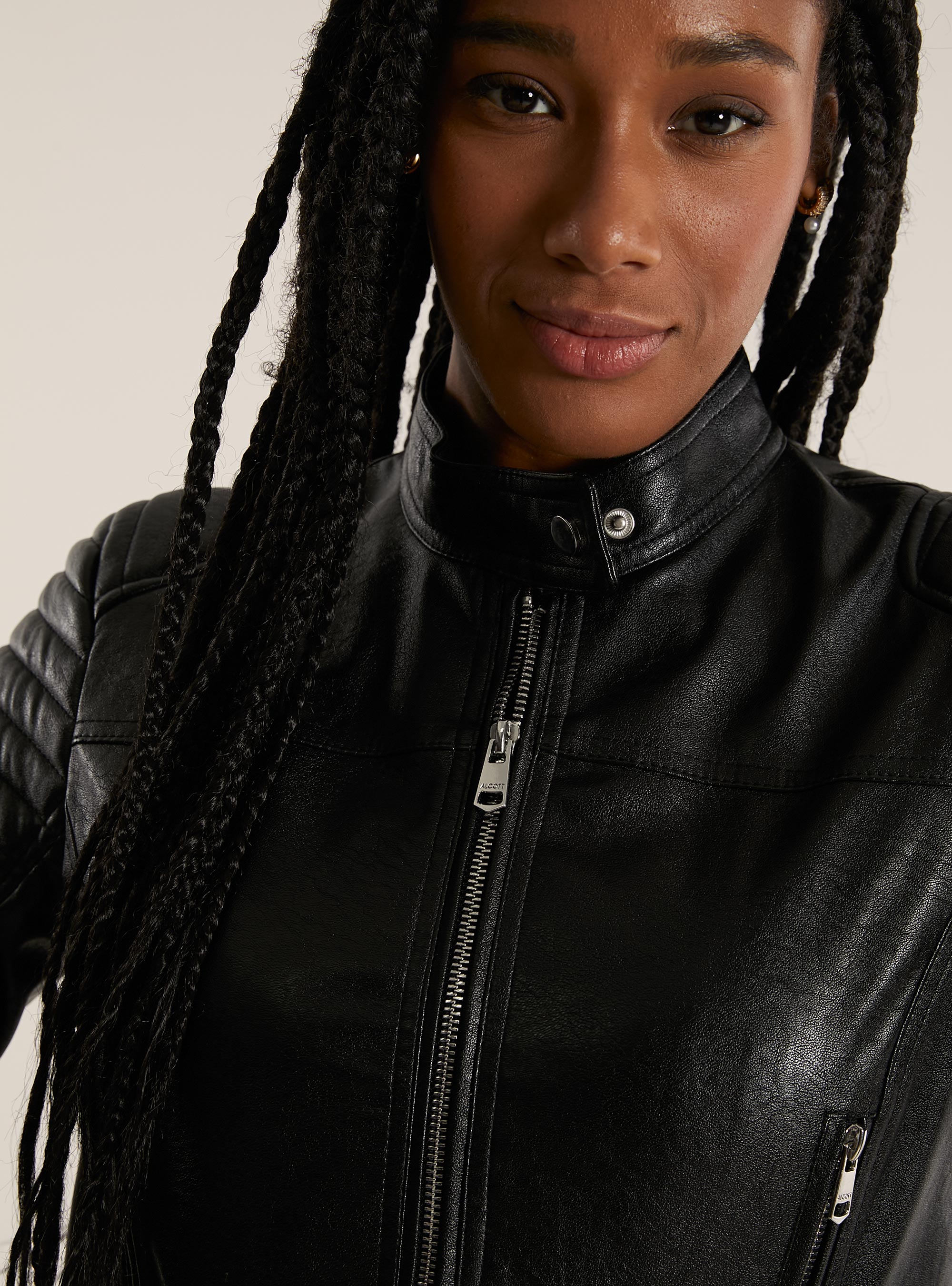 Veste motard effet cuir, BK1 BLACK