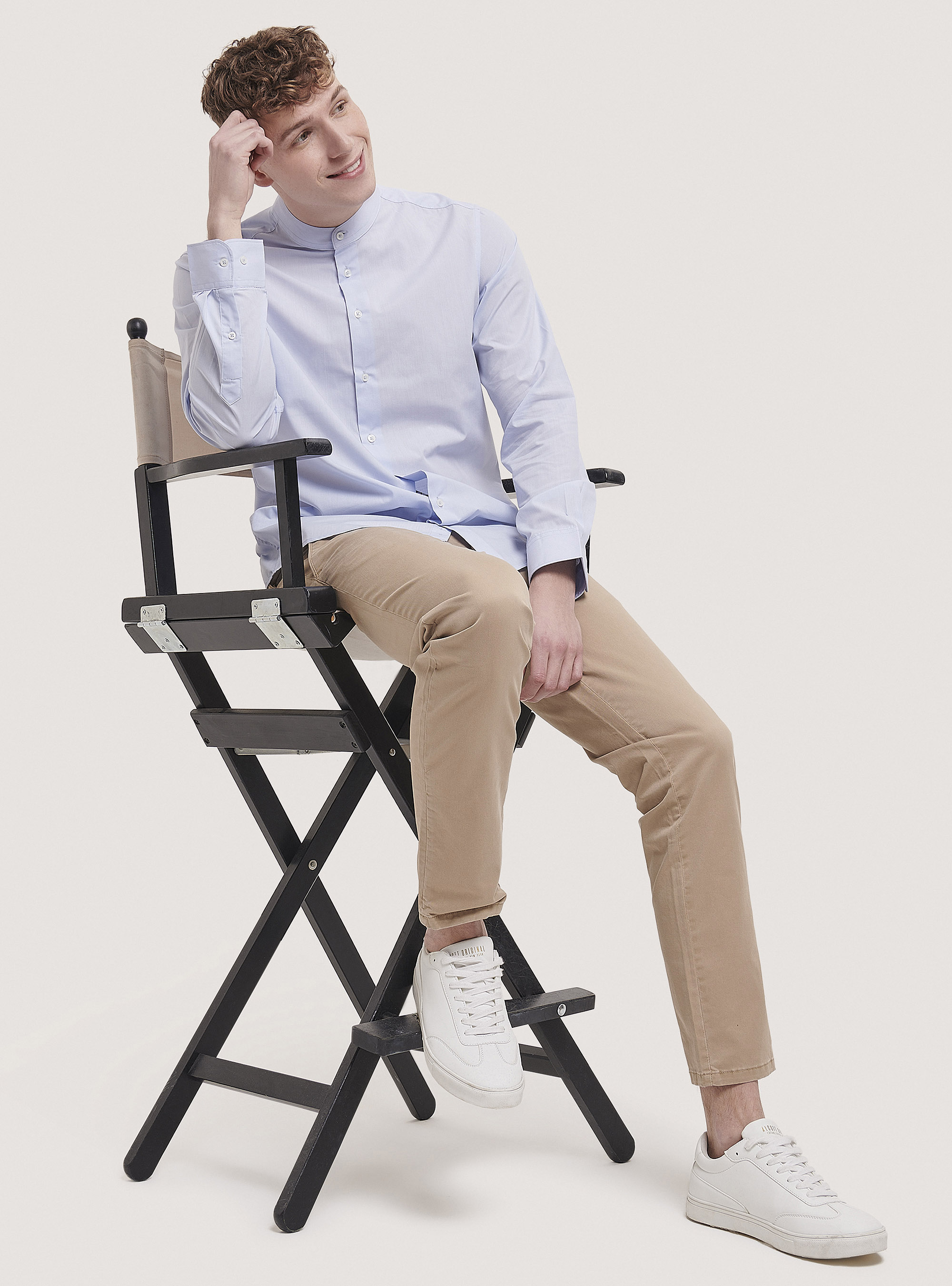 2600~Unbalanced Striped Shirt SCULLY with Korean Collar